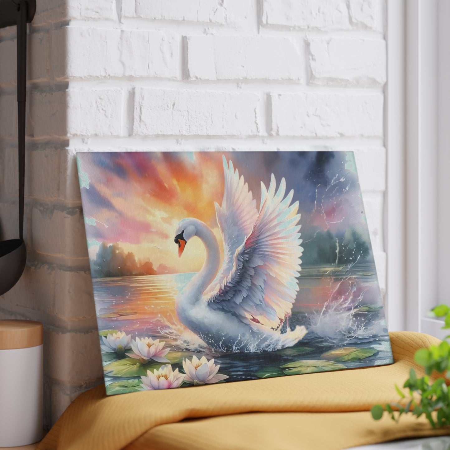Swan cutting Board, Tempered Glass Cutting Board, Charcuterie Board, Chopping Board, Housewarming Gift Custom cutting board