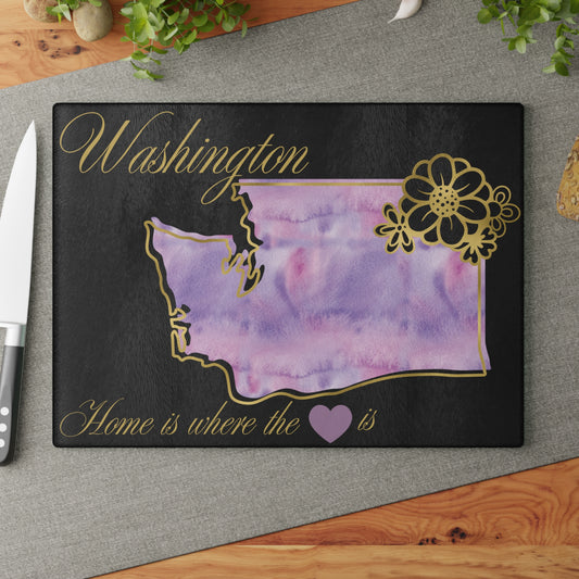 🌸 Washington Floral State Cutting Board – Lavender Mist & Golden Bloom Elegance 🌿
