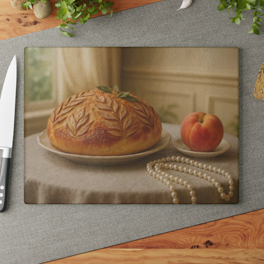 🍞 Ophelia Sourdough Bread – Vintage Bakery Art Tempered Glass Cutting Board