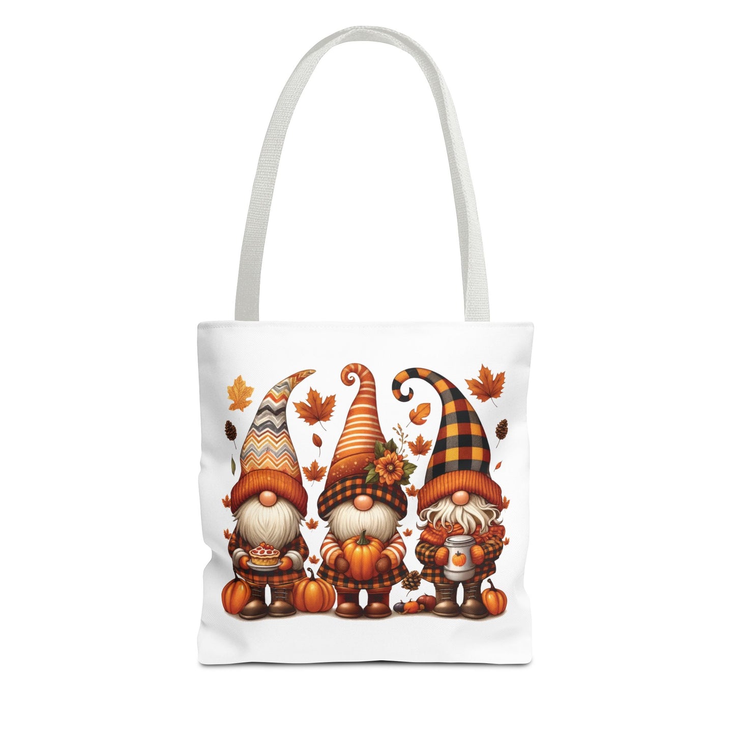 🍁 Autumn Gnome Trio Tote Bag – Cozy Fall Charm with Pumpkin Spice Magic