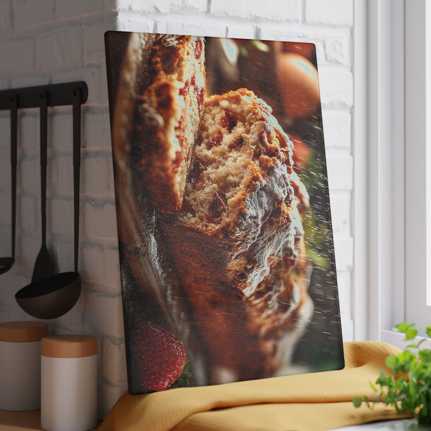 🍓✨ Strawberry Bread Rustic Cutting Board – Sweet Charm for Your Kitchen 🍞