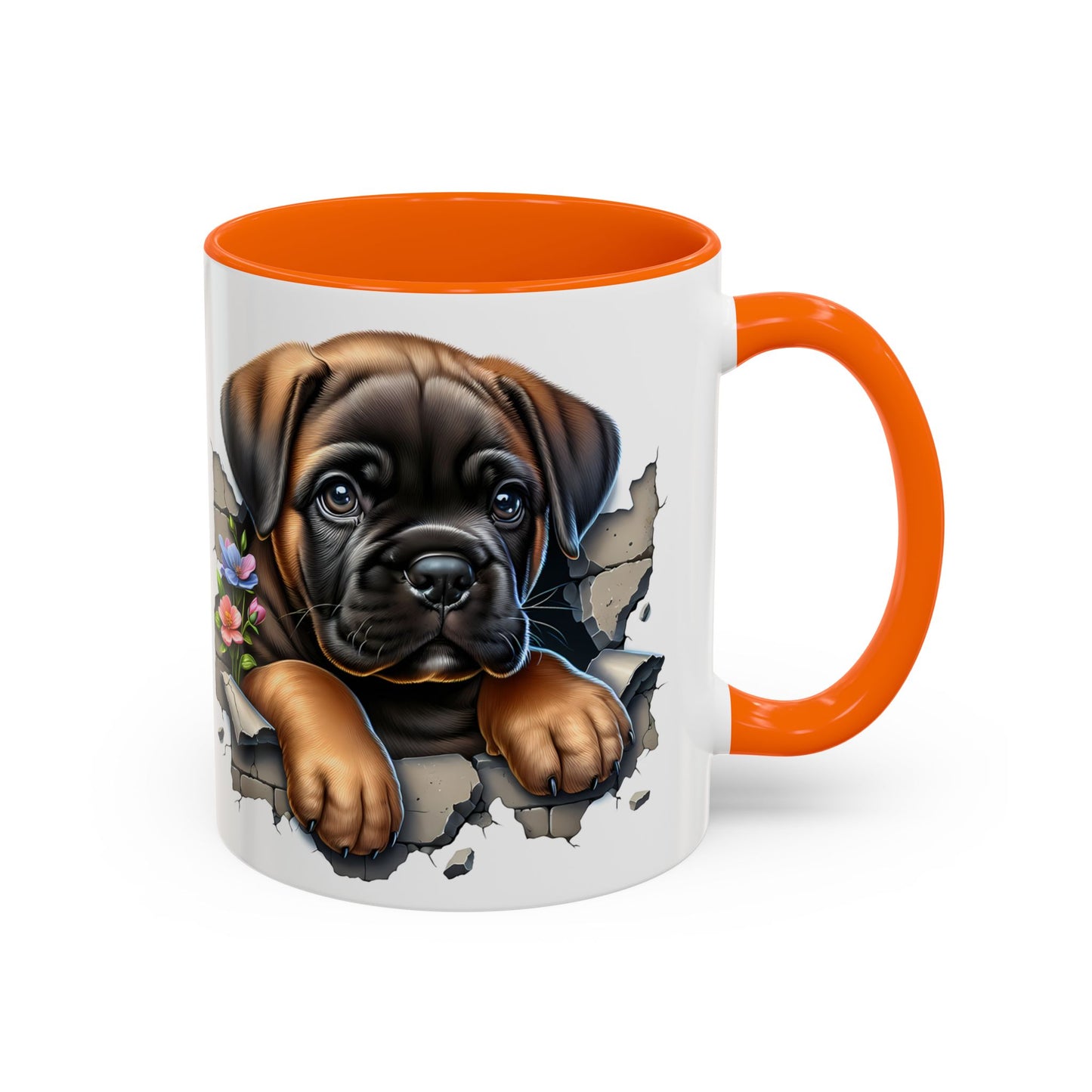 🧡 Boxer Puppy Accent Mug – Adorable Peek-Through Cup for Dog Lovers