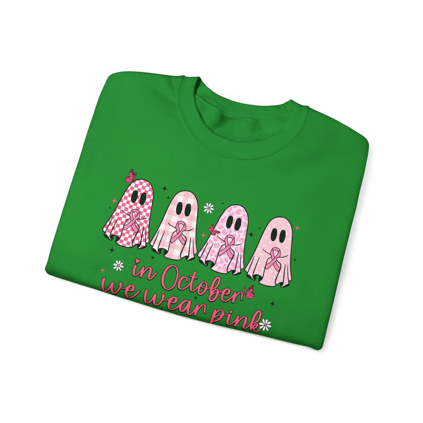 🎀👻 In October We Wear Pink Sweatshirt – Breast Cancer Awareness Halloween Ghosts