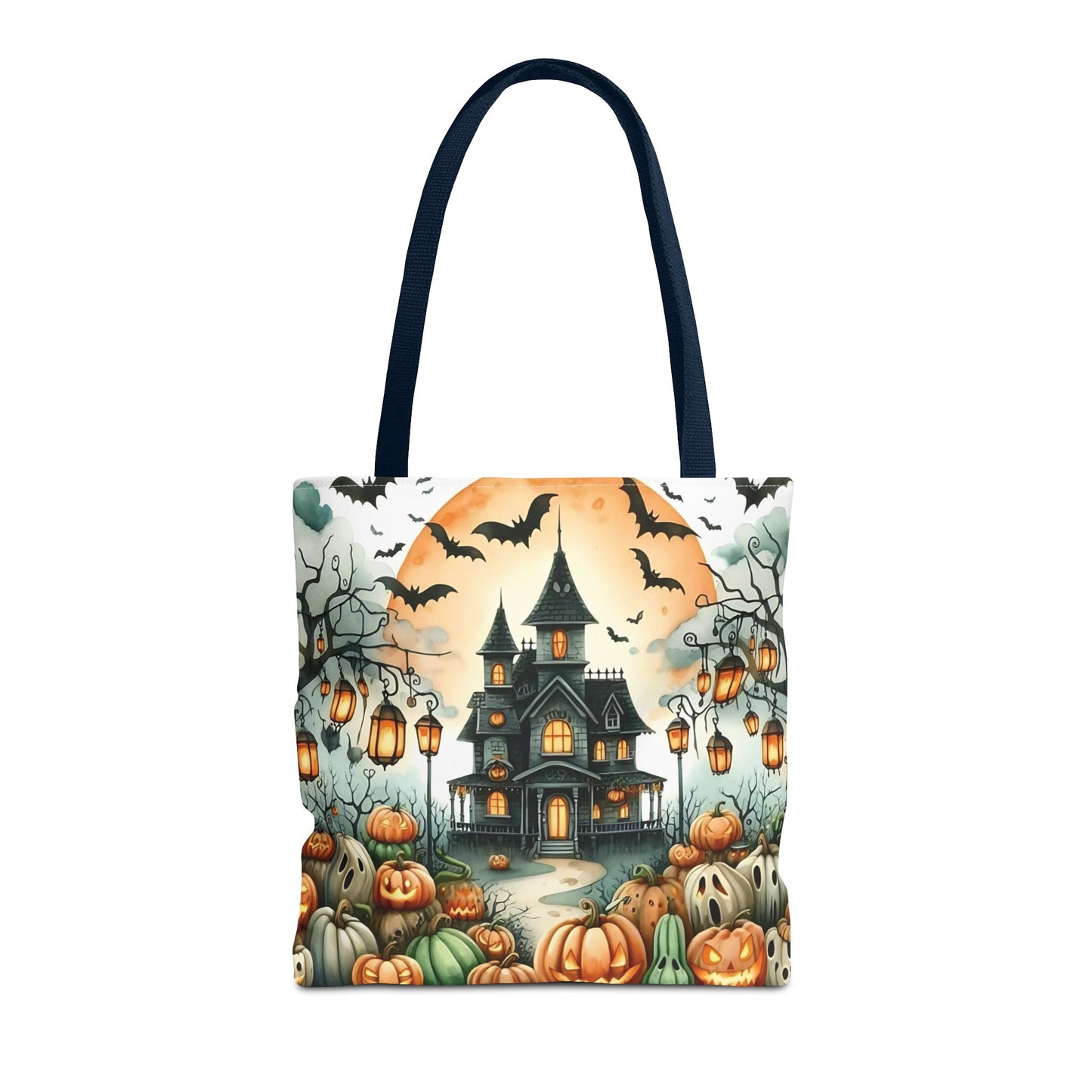 🏚️ Haunted House Halloween Tote Bag – Spooky Nights & Pumpkin Delights 🎃🖤