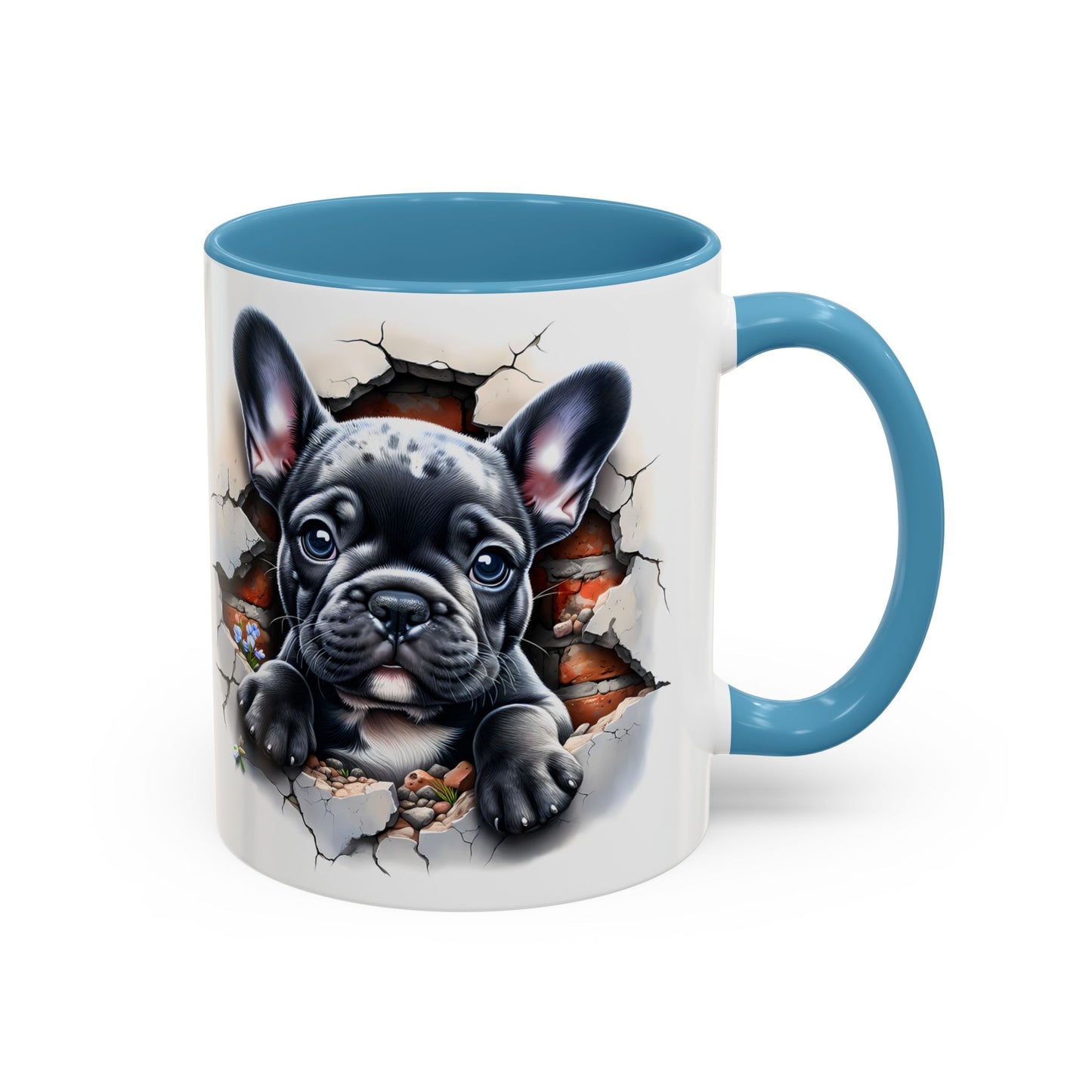 🐾🖤 Black French Bulldog Puppy Accent Mug – Cute Peek-Through Cup for Dog Lovers ☕✨