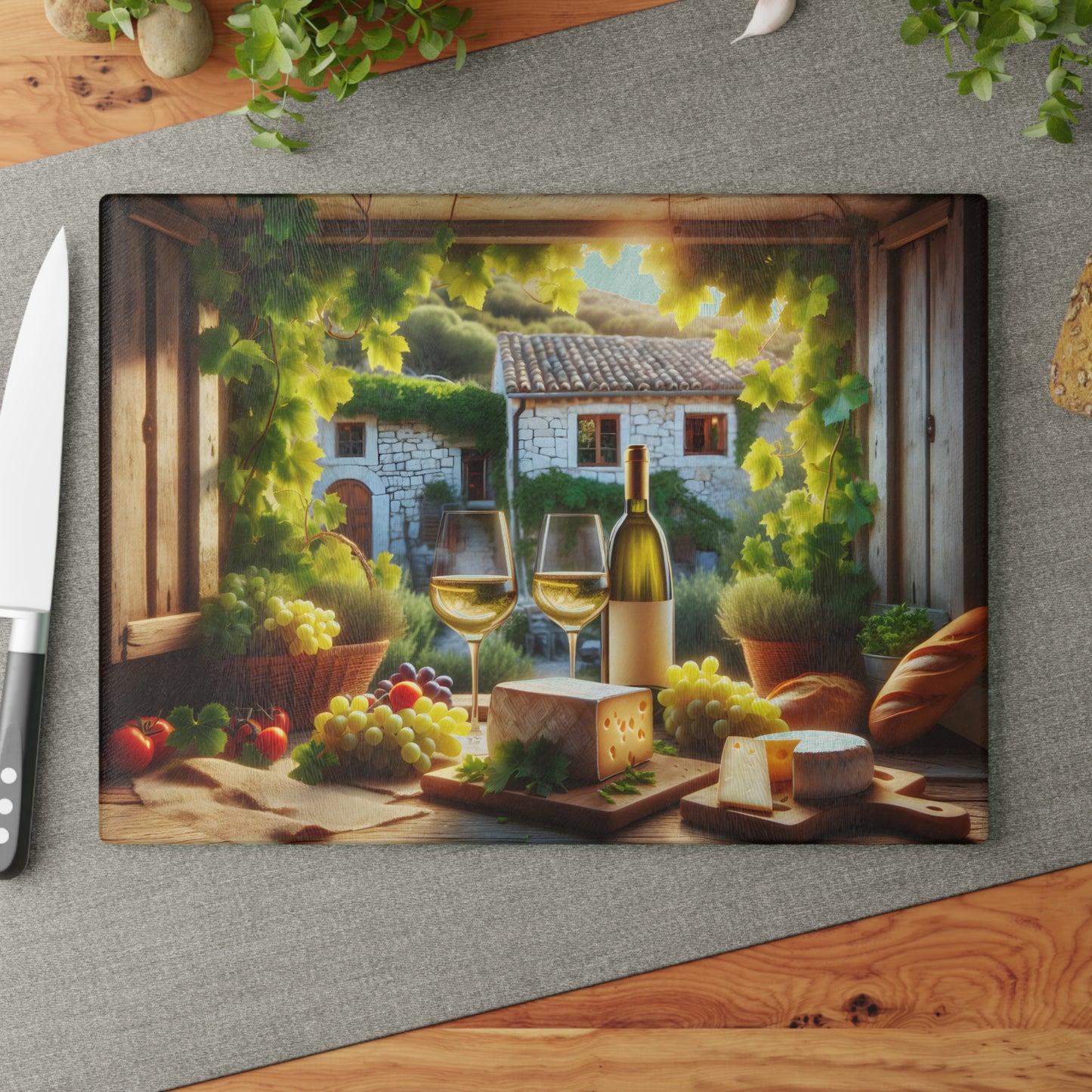 Tabla de cortar con ventana para vinos y quesos toscanos: un sabor de Italia para tu cocina