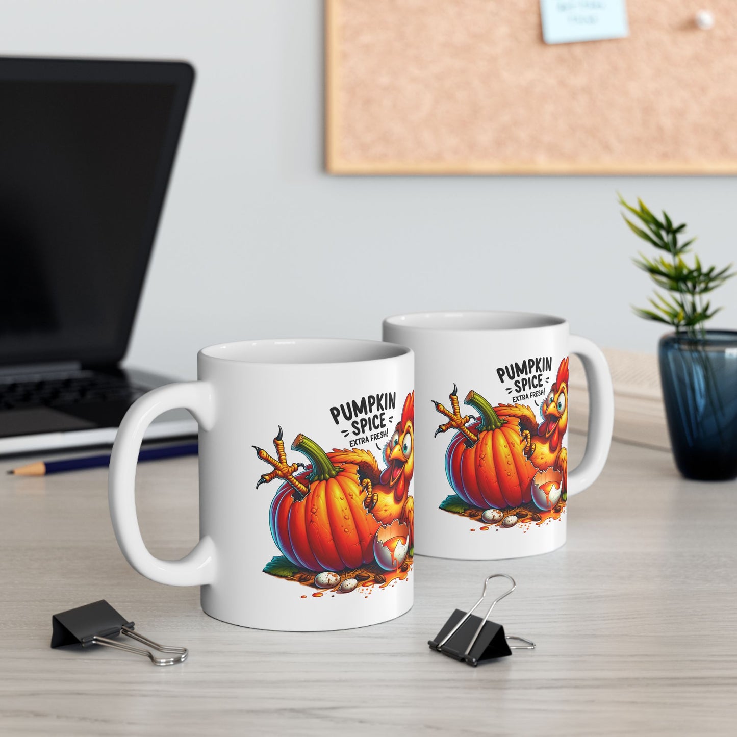 🐔🎃 Pumpkin Spice Extra Fresh Chicken Mug – Funny Fall Coffee Cup ✨☕