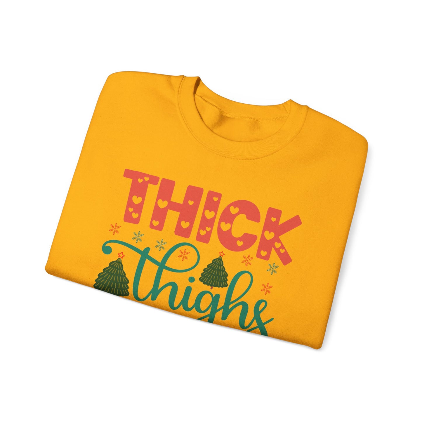 🎄💖 Thick Thighs & Christmas Vibes Crewneck – Cute, Confident & Cozy