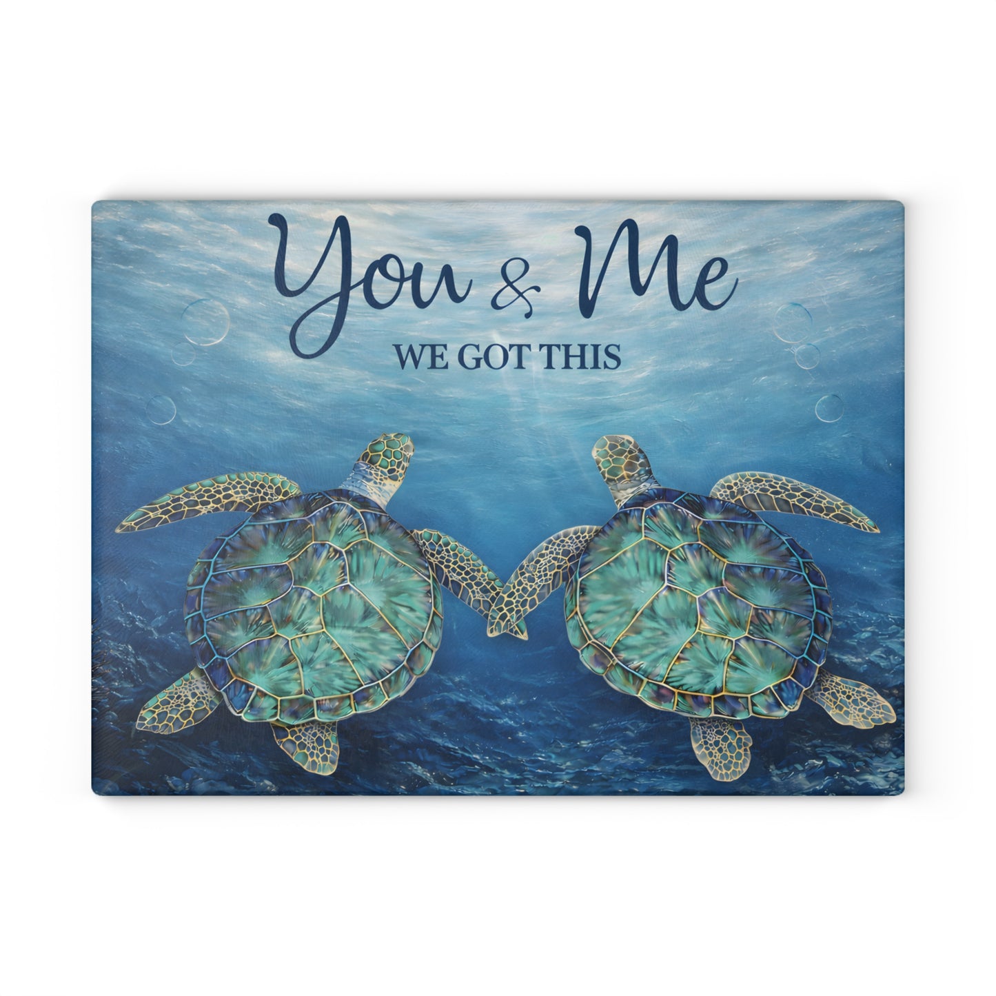 You & Me Sea Turtle Glass Cutting Board – We Got This Inspirational Ocean Art Kitchen Decor