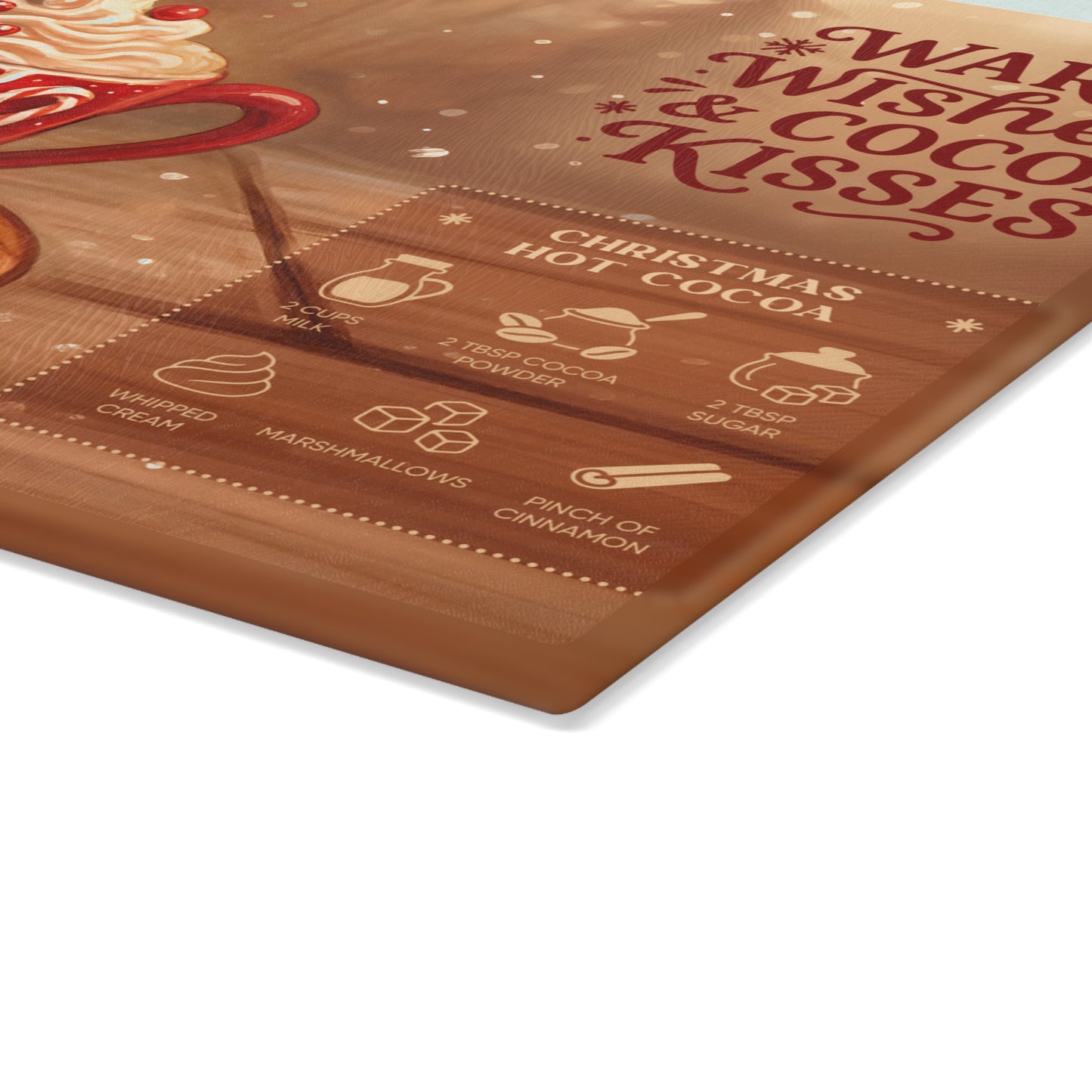 ☕❄️ Warm Wishes & Cocoa Kisses Cutting Board – Cozy Christmas Charm for Your Kitchen 🎄🍫