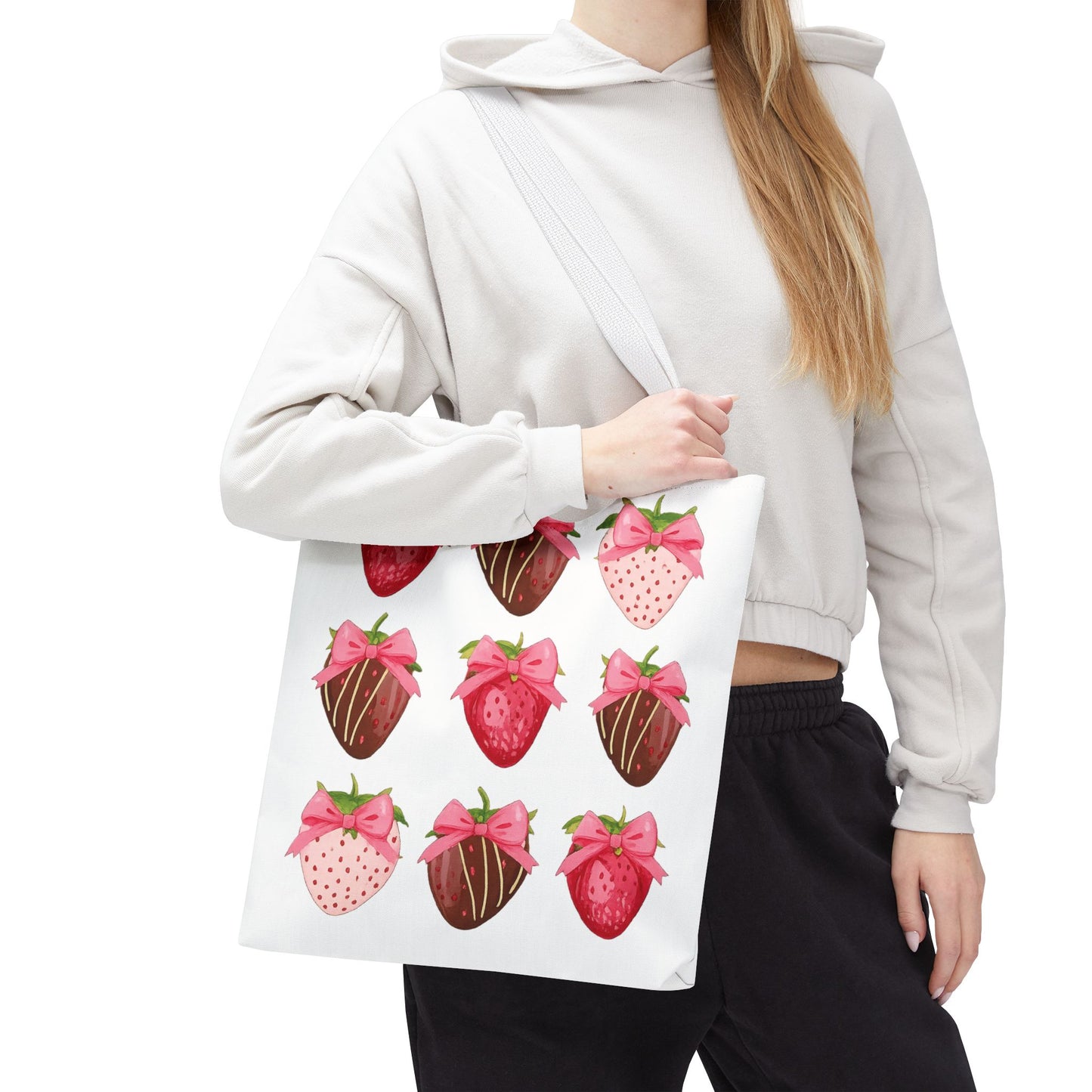 🍓 Chocolate-Covered Strawberry Tote Bag – Sweet, Stylish & Practical 🍫
