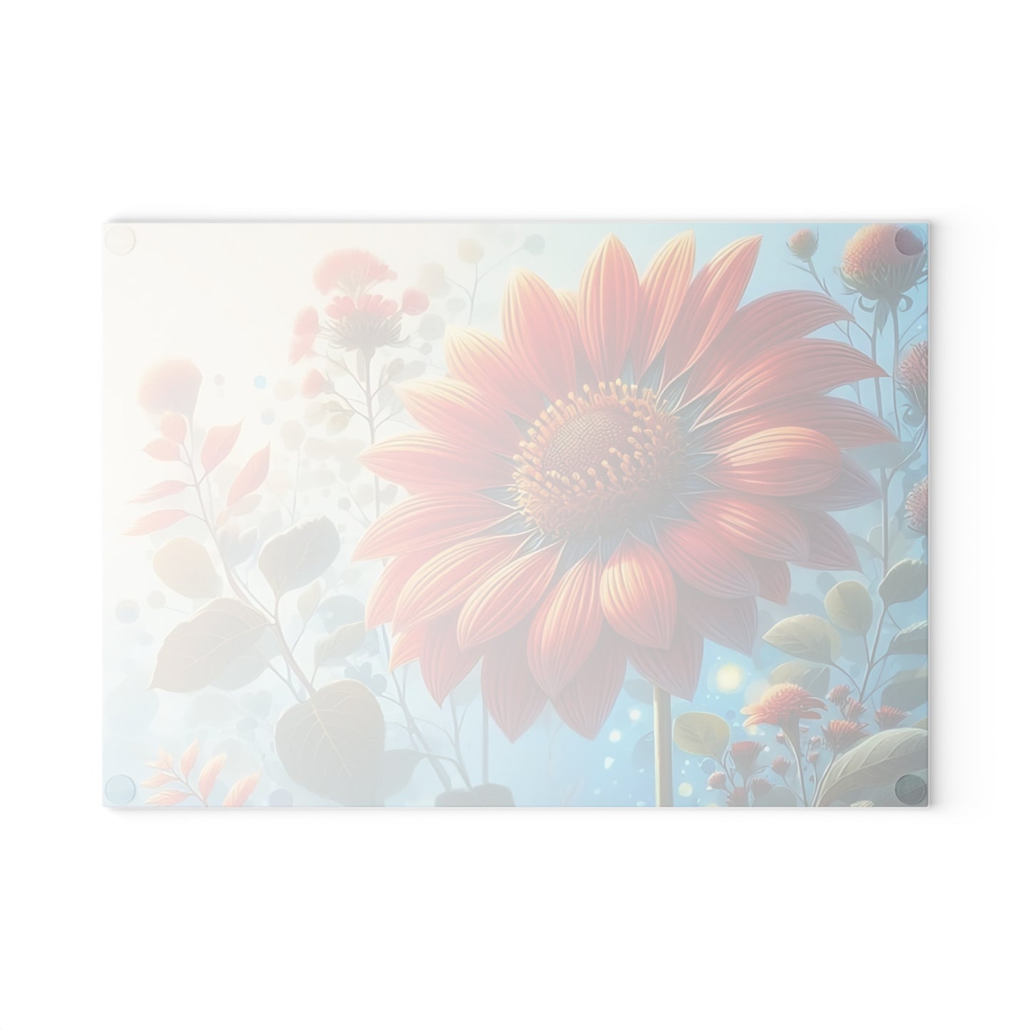 🌻 Bold Bloom – Tabla de cortar de vidrio con diseño de girasol vibrante
