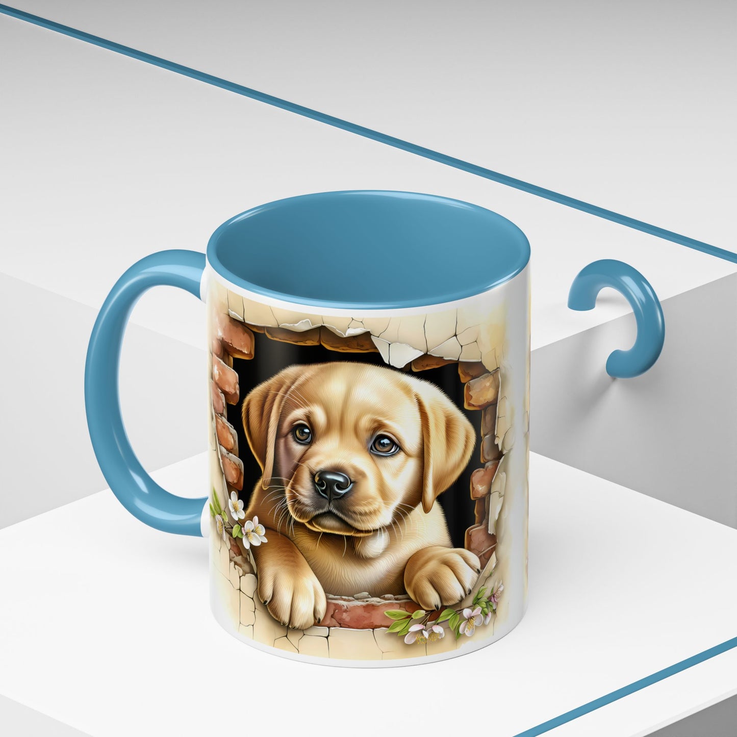 🐶☕ Labrador Puppy Peek Accent Mug – Sweet Yellow Lab Lover Gift ✨💛