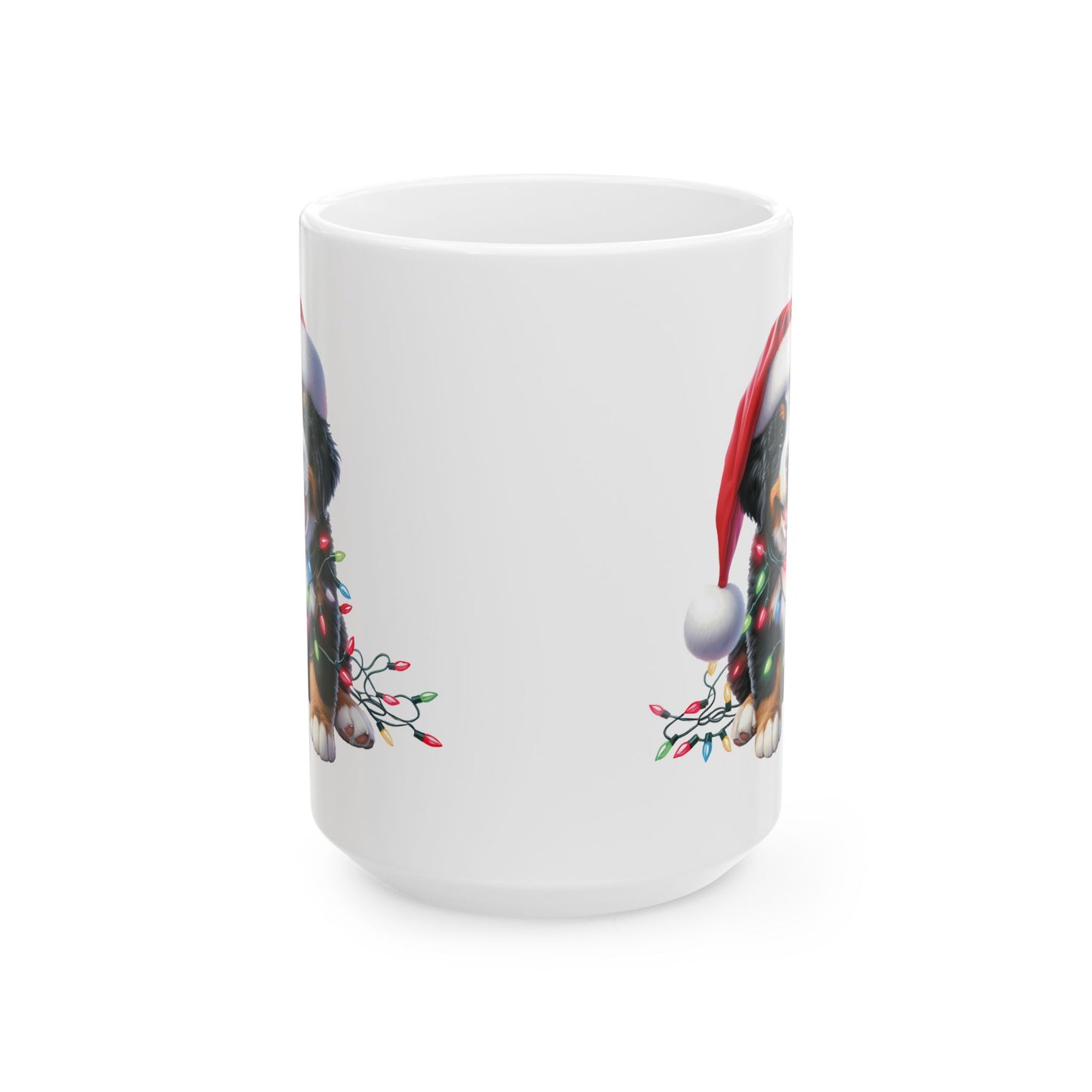 🎄 Bernese Mountain Dog Christmas Lights Mug – Cozy Charm for the Holidays 🐶