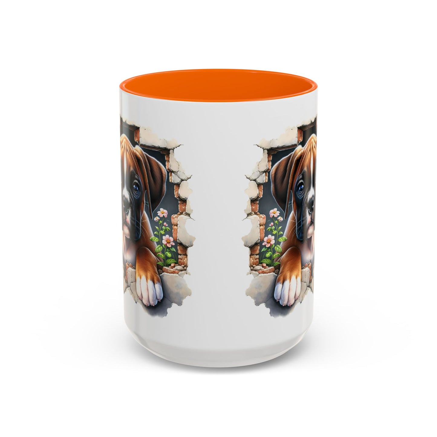 🐶☕ Boxer Puppy Peek Accent Mug – Adorable Dog Lover Gift ✨💛