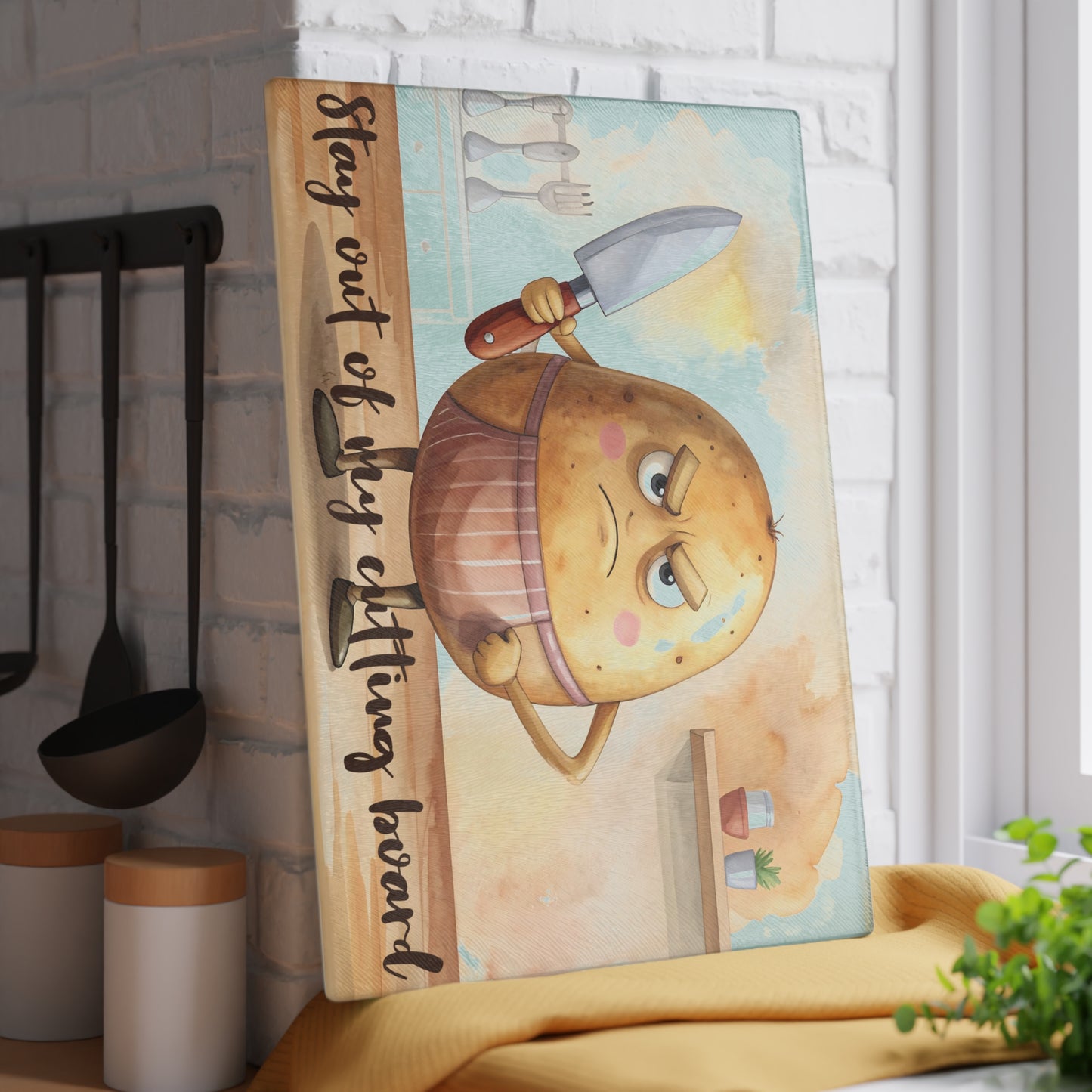 🥔 Stay Out of My Cutting Board – Funny Kitchen Humor for Your Home