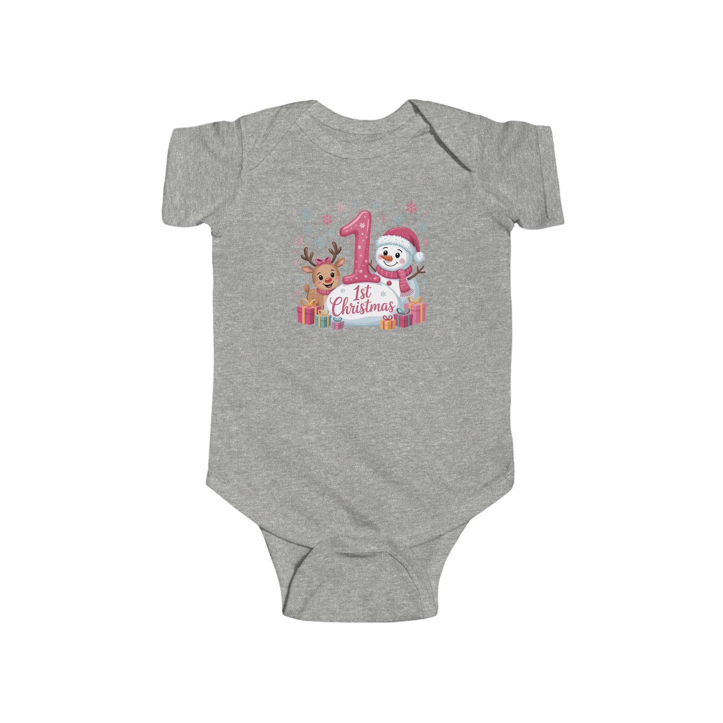 🎄☃️ My 1st Christmas Baby Onesie – Reindeer & Snowman Holiday Keepsake 🍼✨