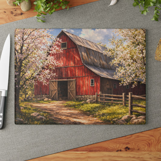 Red Spring Barn Blossom Glass Cutting Board