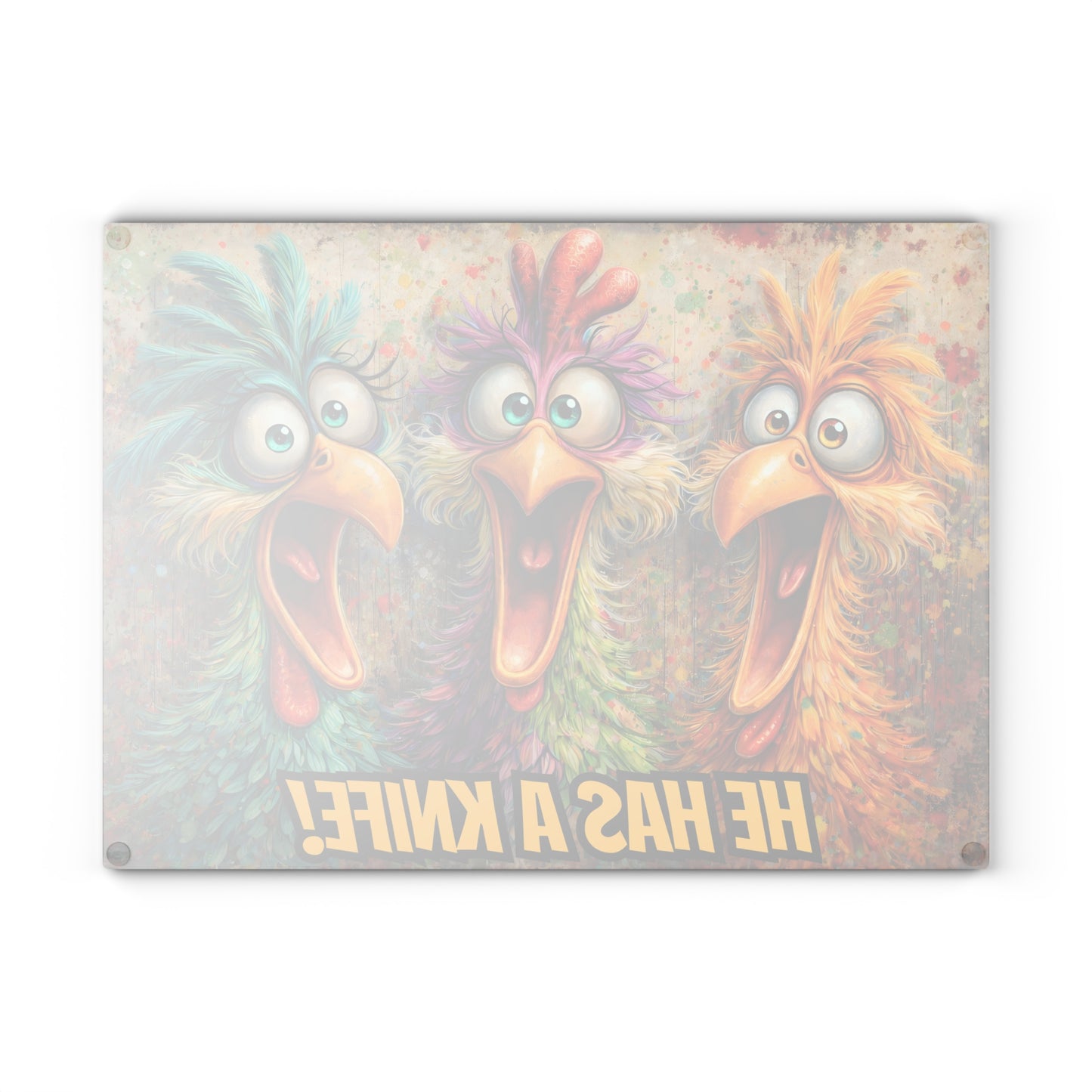 Kitchen Chaos Served Daily Glass Cutting Board – Funny Chicken Kitchen Art