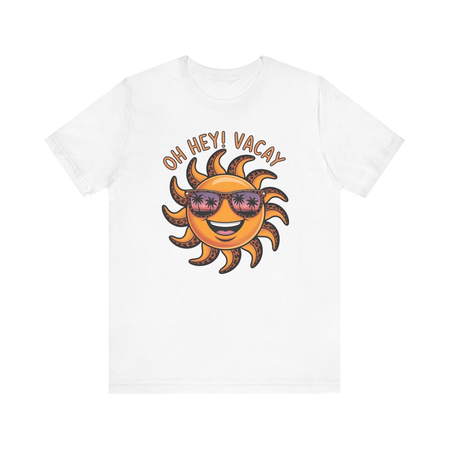 ☀️ ¡Hola! Camiseta de vacaciones – Sol sonriente con gafas de sol | Camiseta gráfica de verano para mujer