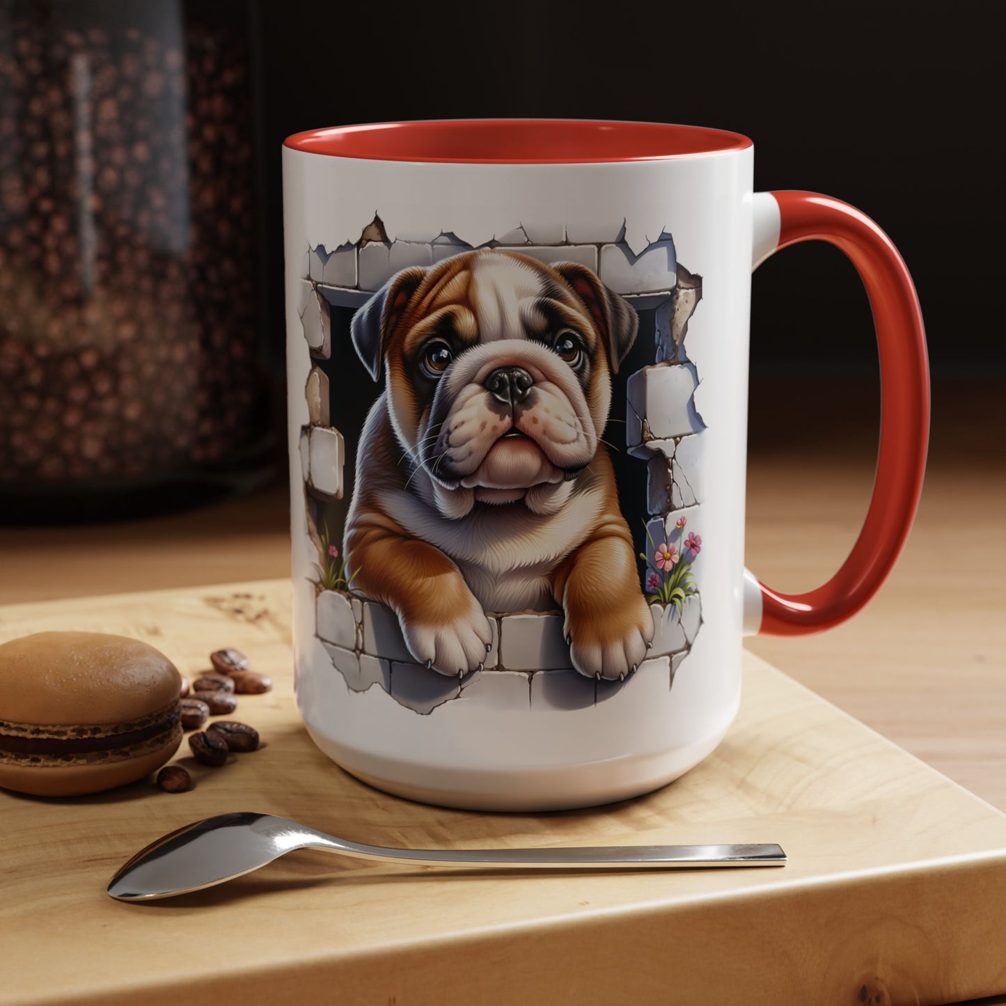 🐶☕ English Bulldog Puppy Accent Mug – Adorable Breakthrough Pup Design ✨rs (11/15oz)
