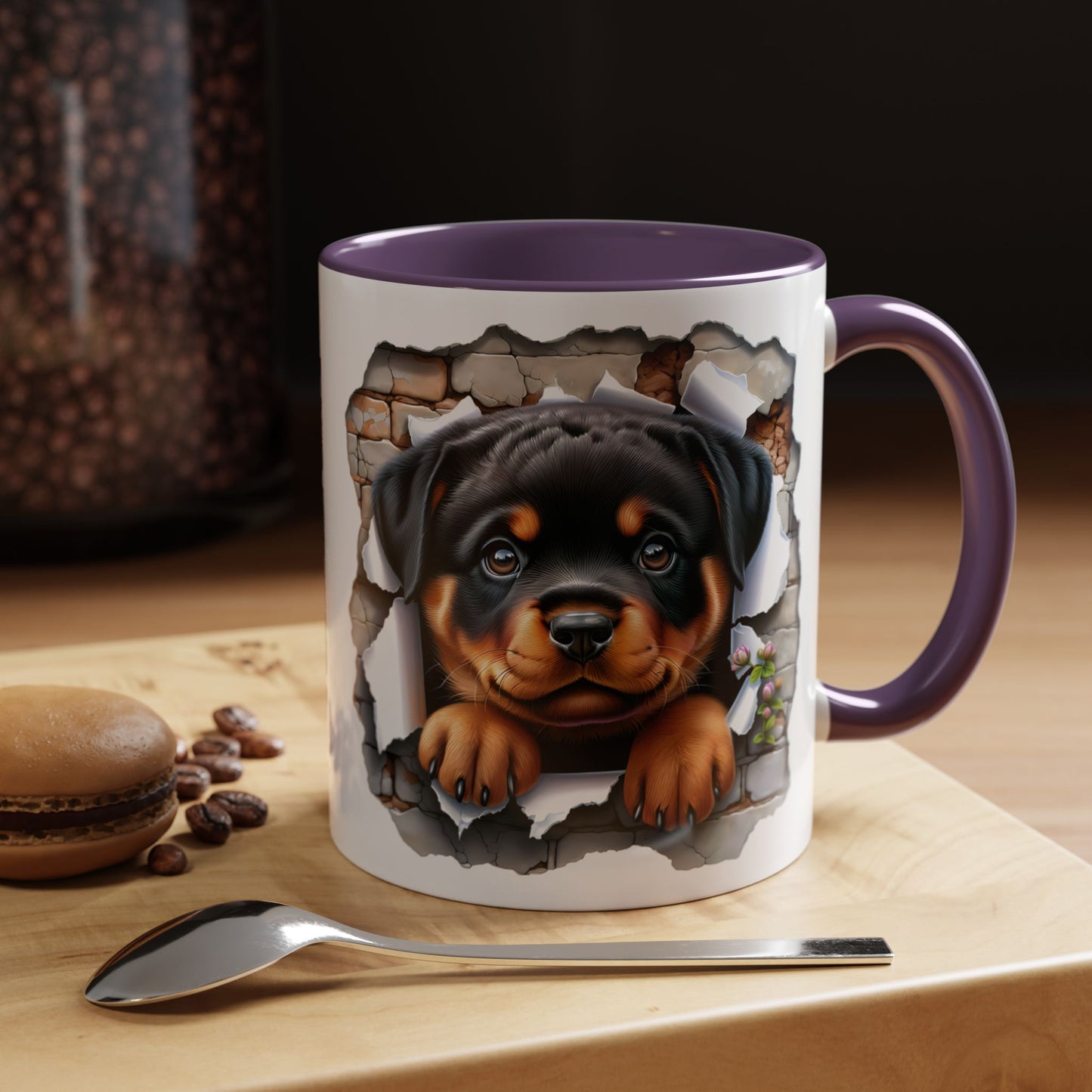🐾☕ Rottweiler Puppy Accent Mug – Sweet Breakthrough Pup Design ✨