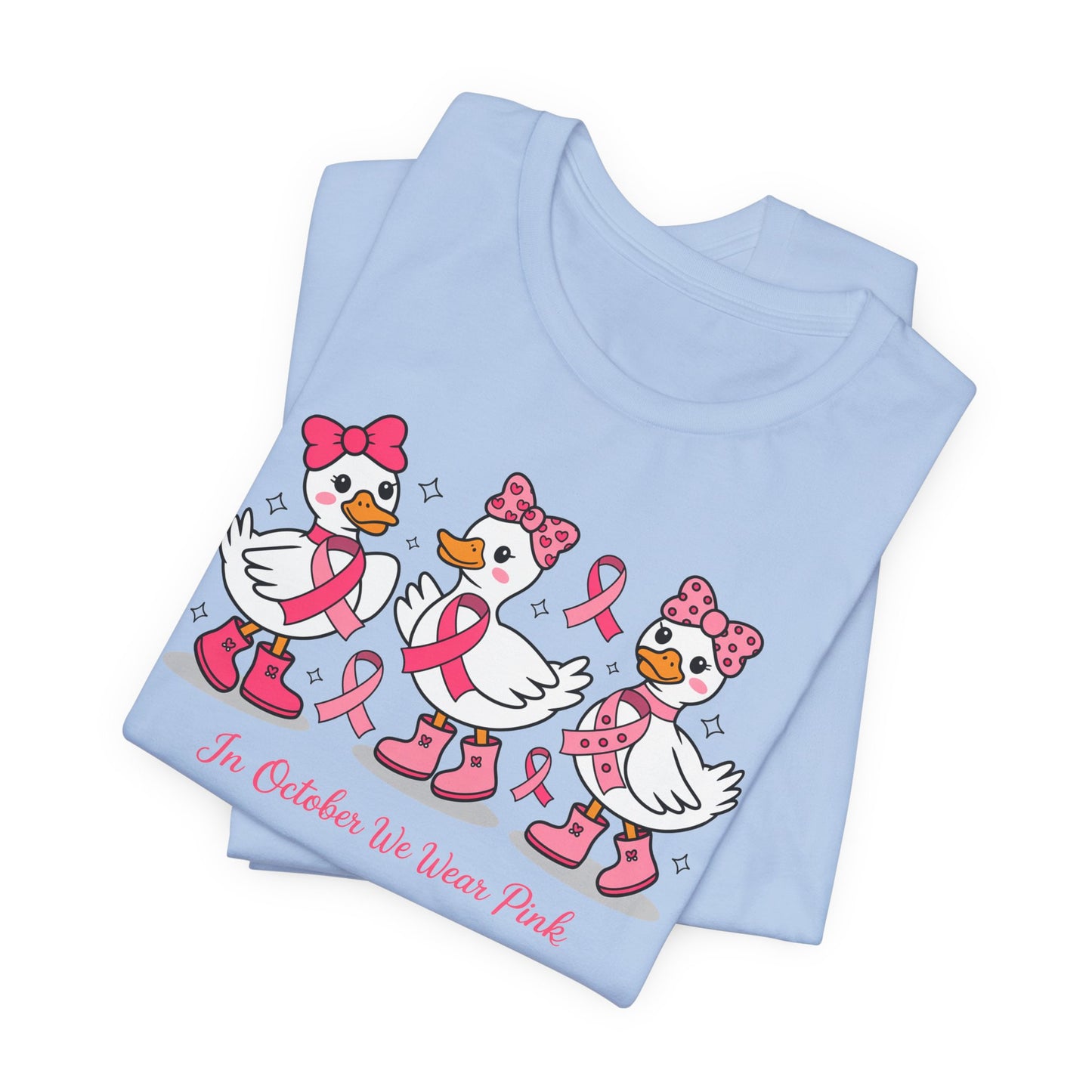 🎀🦆 In October We Wear Pink Duck T-Shirt – Cute Breast Cancer Awareness Tee 💖✨