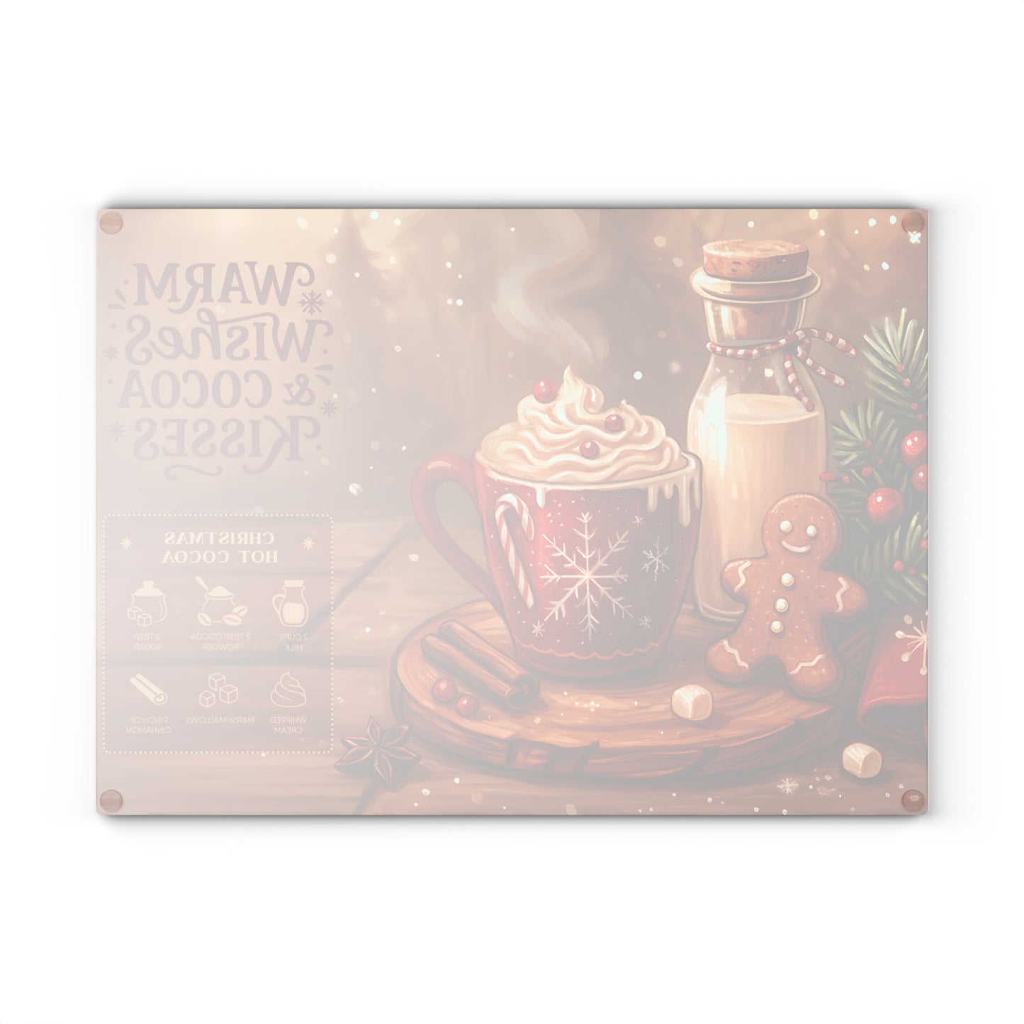 ☕❄️ Warm Wishes & Cocoa Kisses Cutting Board – Cozy Christmas Charm for Your Kitchen 🎄🍫