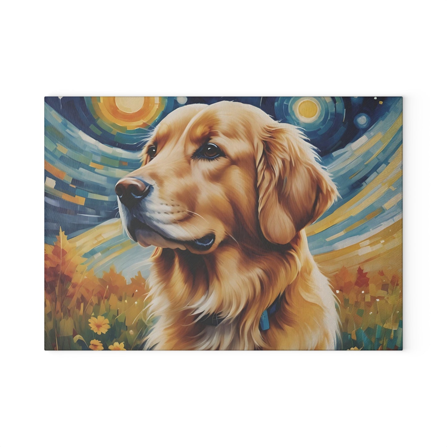 🌌 Golden Retriever Starry Night Cutting Board – Whimsical Art for Dog Lovers 🐕