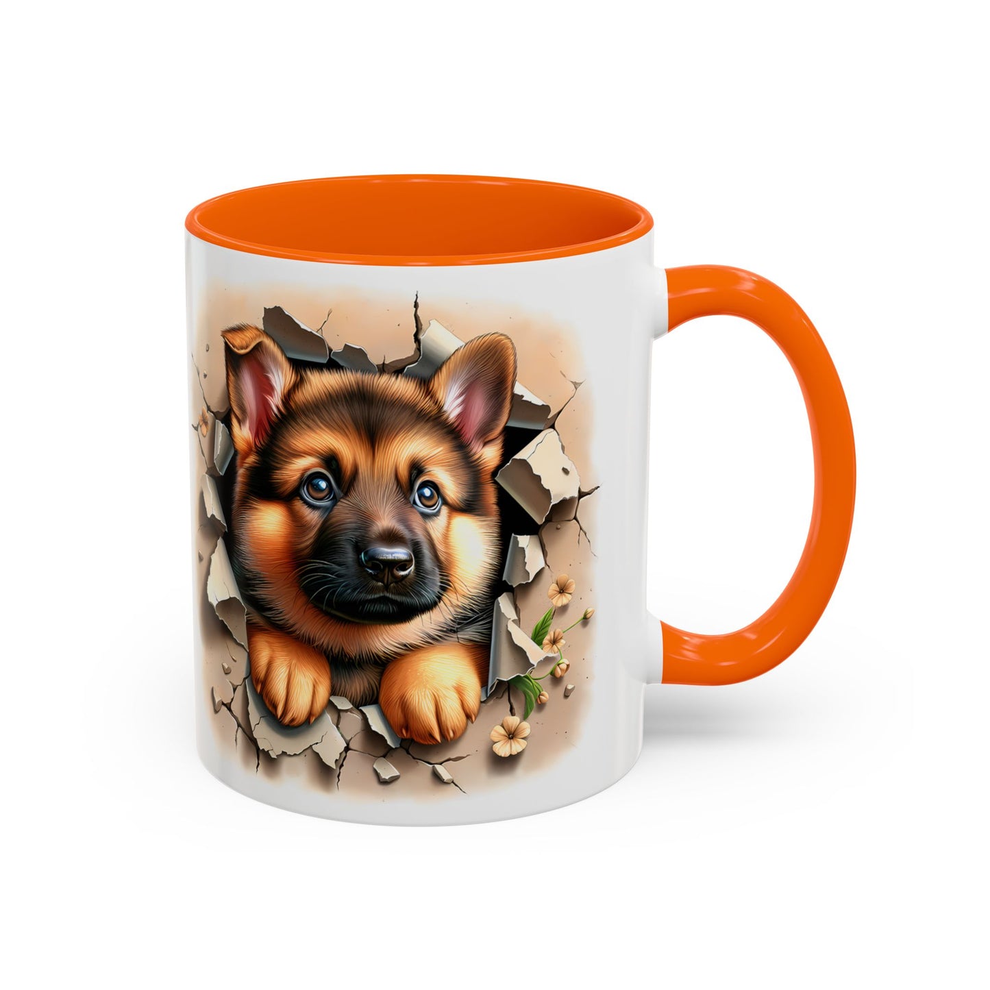 🐾☕ German Shepherd Puppy Peek Accent Mug – Loyal Pup Lover Gift ✨🖤