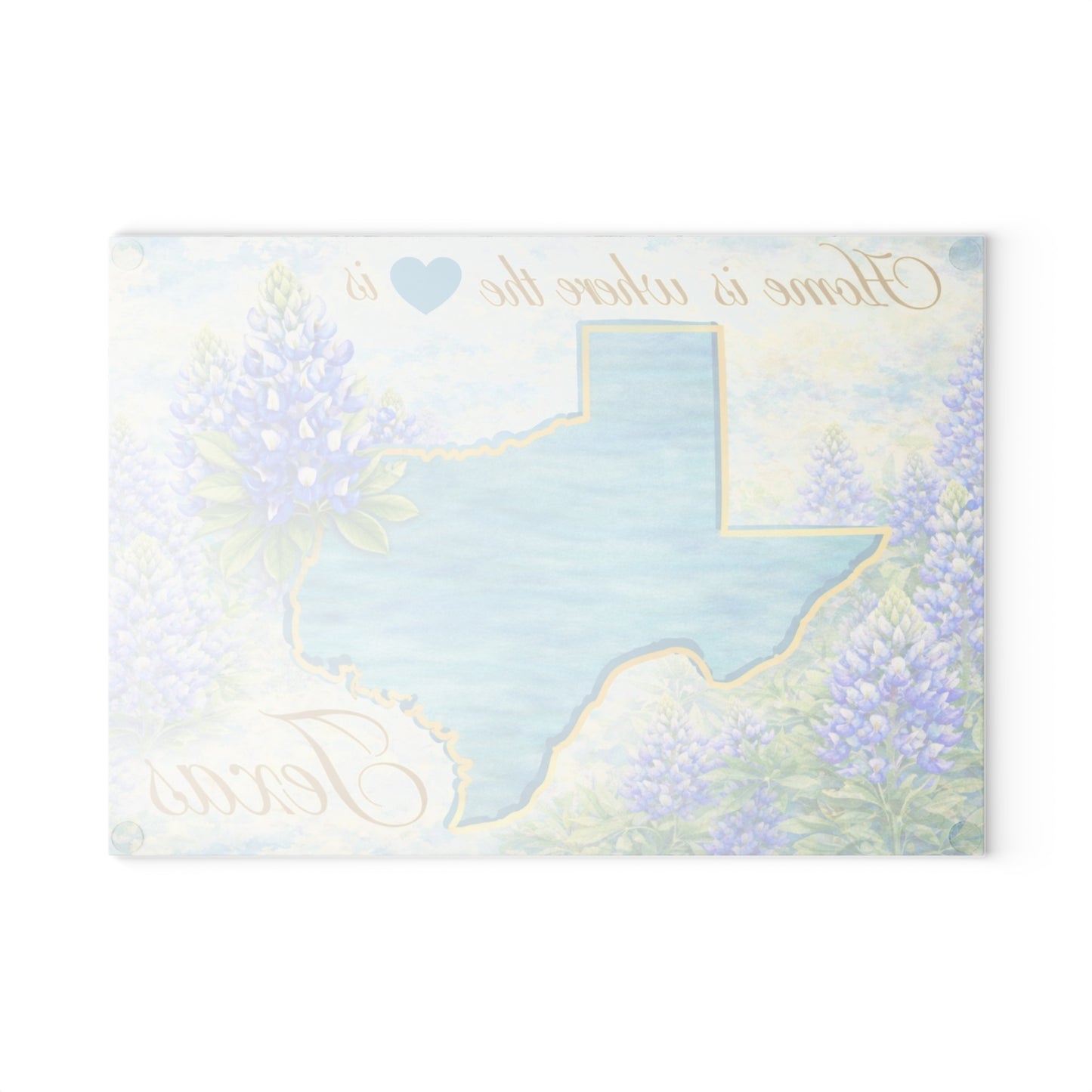 Texas State Bluebonnet Glass Cutting Board – Home Is Where the Heart Is Texas Kitchen Decor