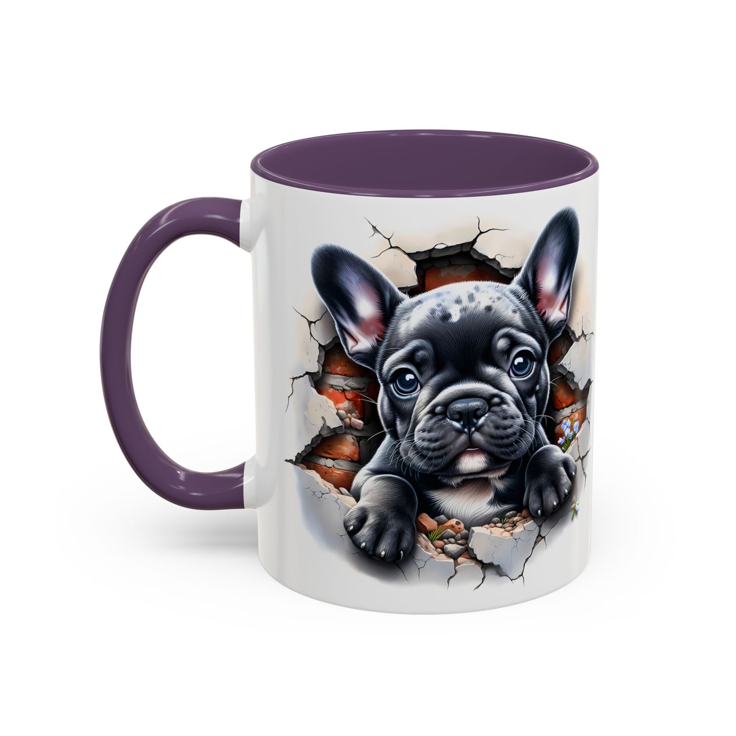 🐾🖤 Black French Bulldog Puppy Accent Mug – Cute Peek-Through Cup for Dog Lovers ☕✨