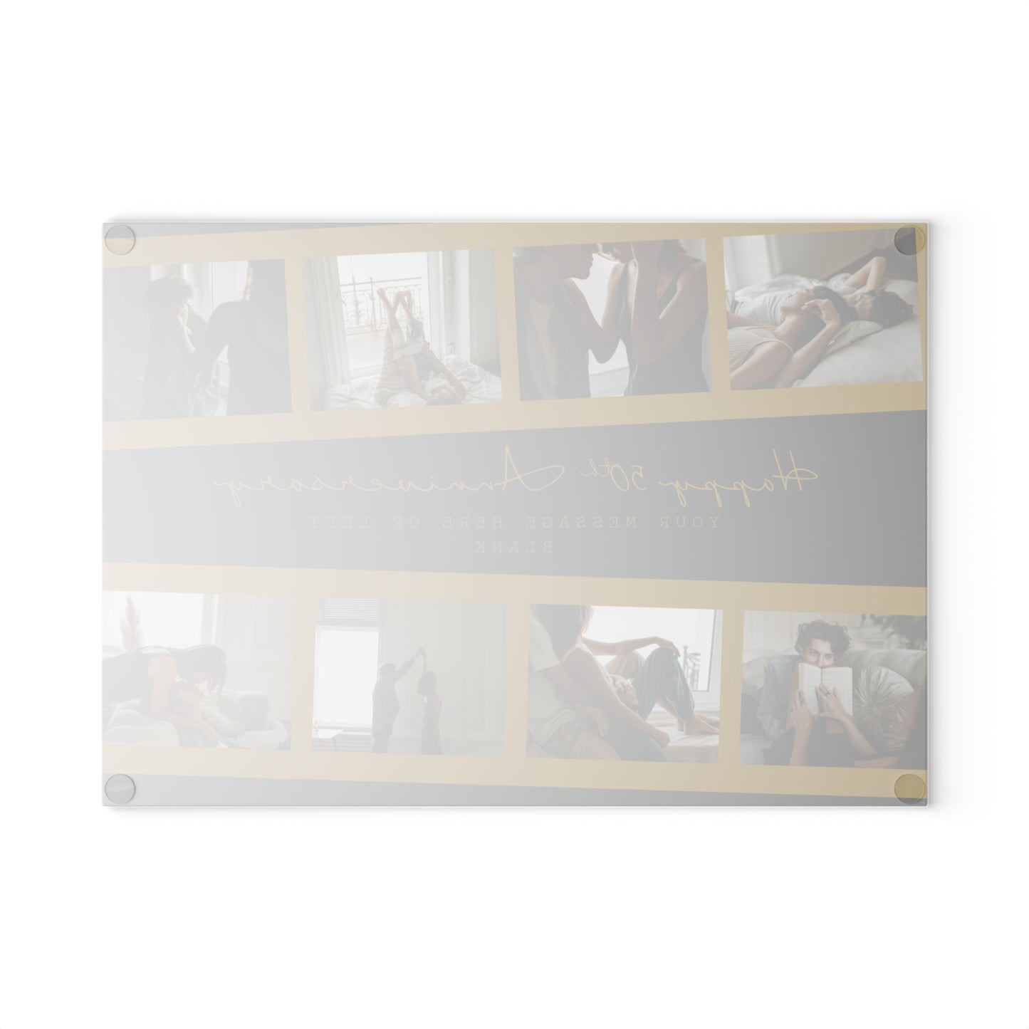 Happy 50th Anniversary or Birthday Photo Collage Glass Cutting Board – Personalized Milestone Keepsake