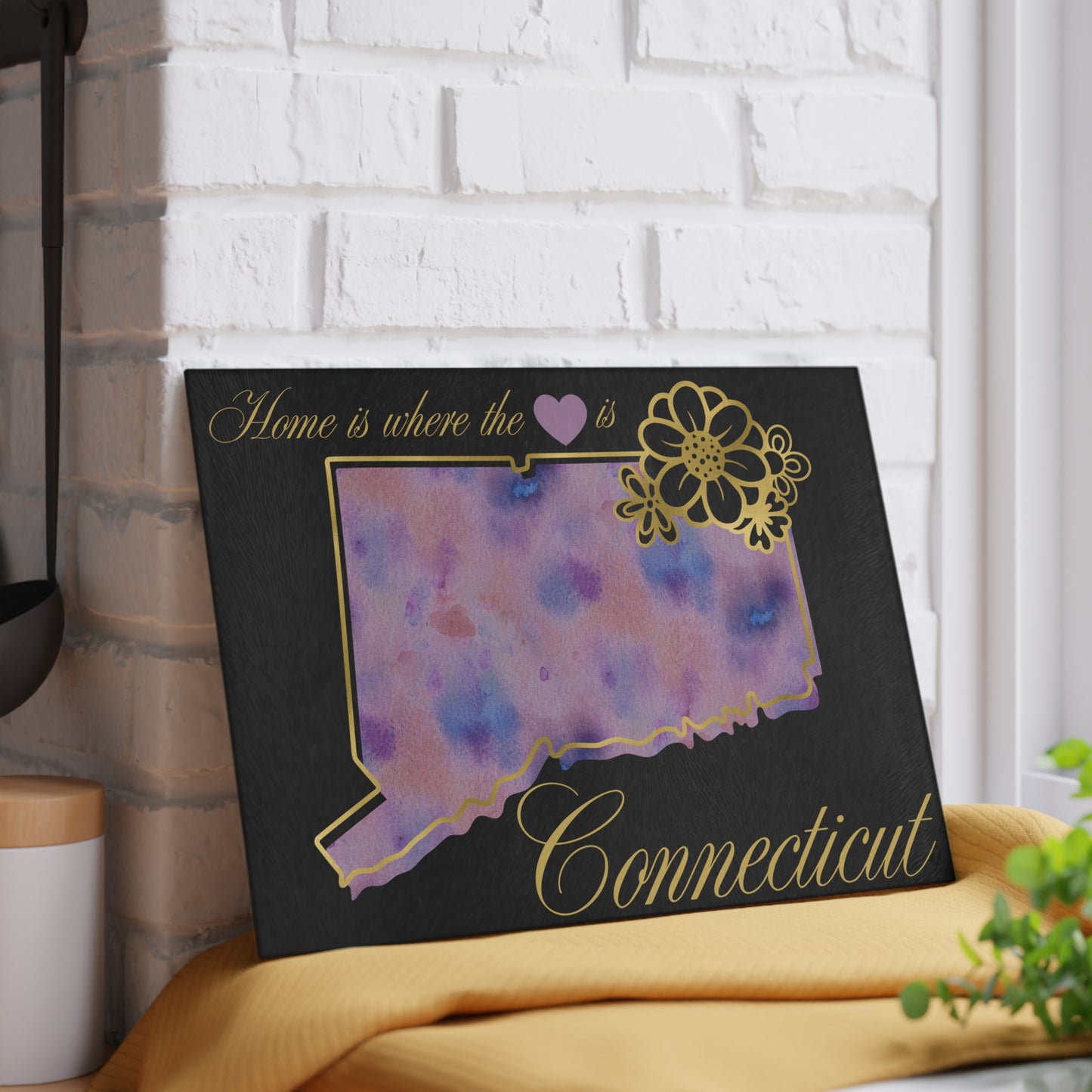 🌸 Connecticut Floral State Cutting Board – Elegant East Coast Charm for Your Kitchen 💜
