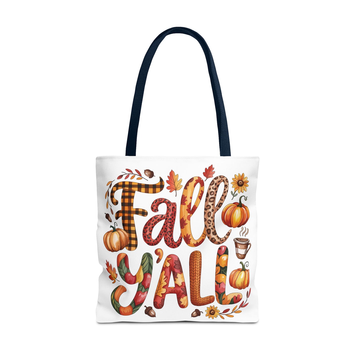 🎃 Fall Y’all Tote Bag – Bold Prints, Cozy Coffee & Pumpkin Cheer 🍂