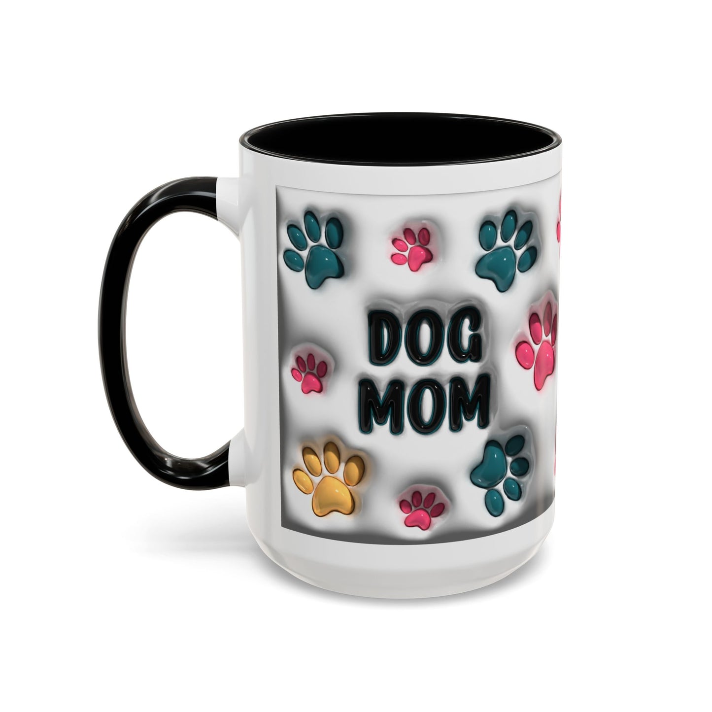 Dog Mom Accent Mug – Colorful Paw Print Cup for Proud Pet Parents