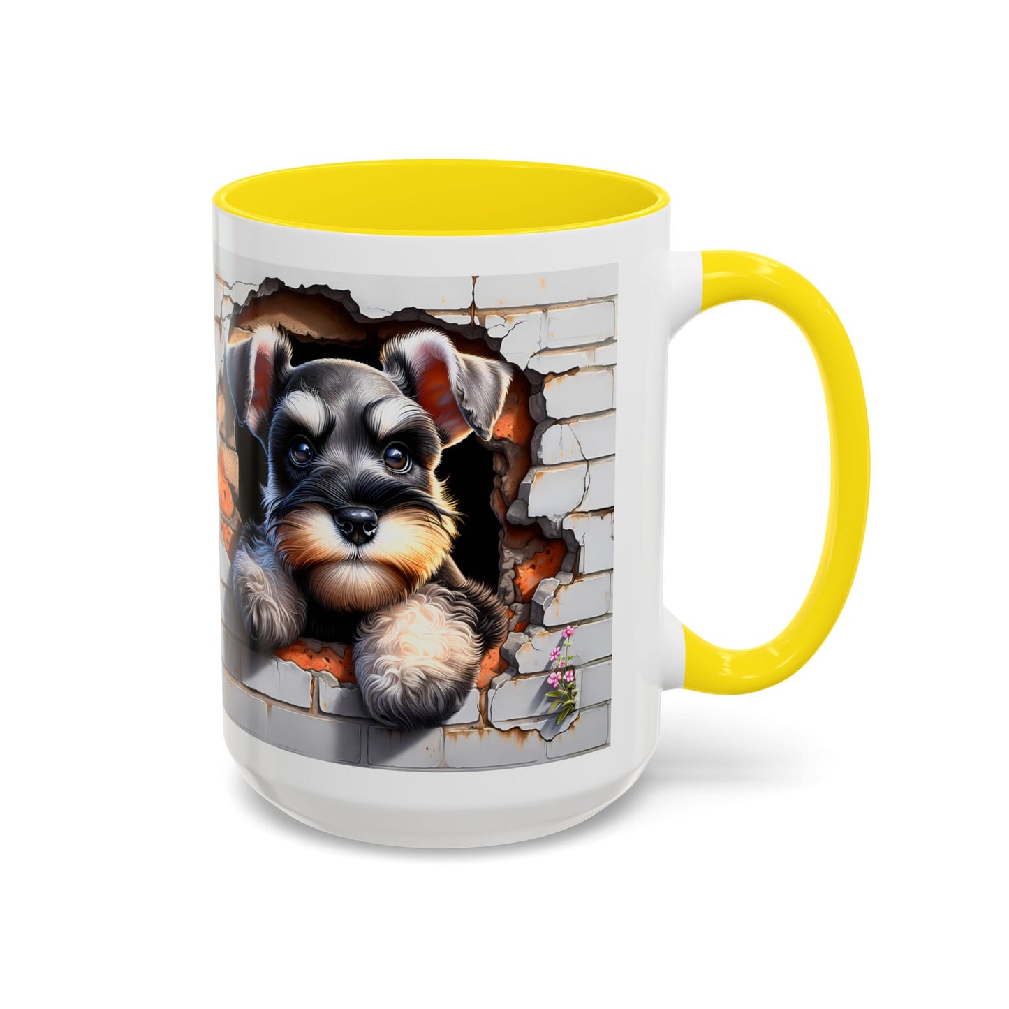 🎀🐶 Schnauzer Puppy Accent Mug – Cute Peek-Through Dog Design for Animal Lovers ☕💖