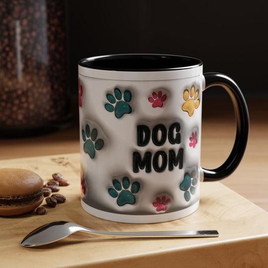Dog Mom Accent Mug – Colorful Paw Print Cup for Proud Pet Parents