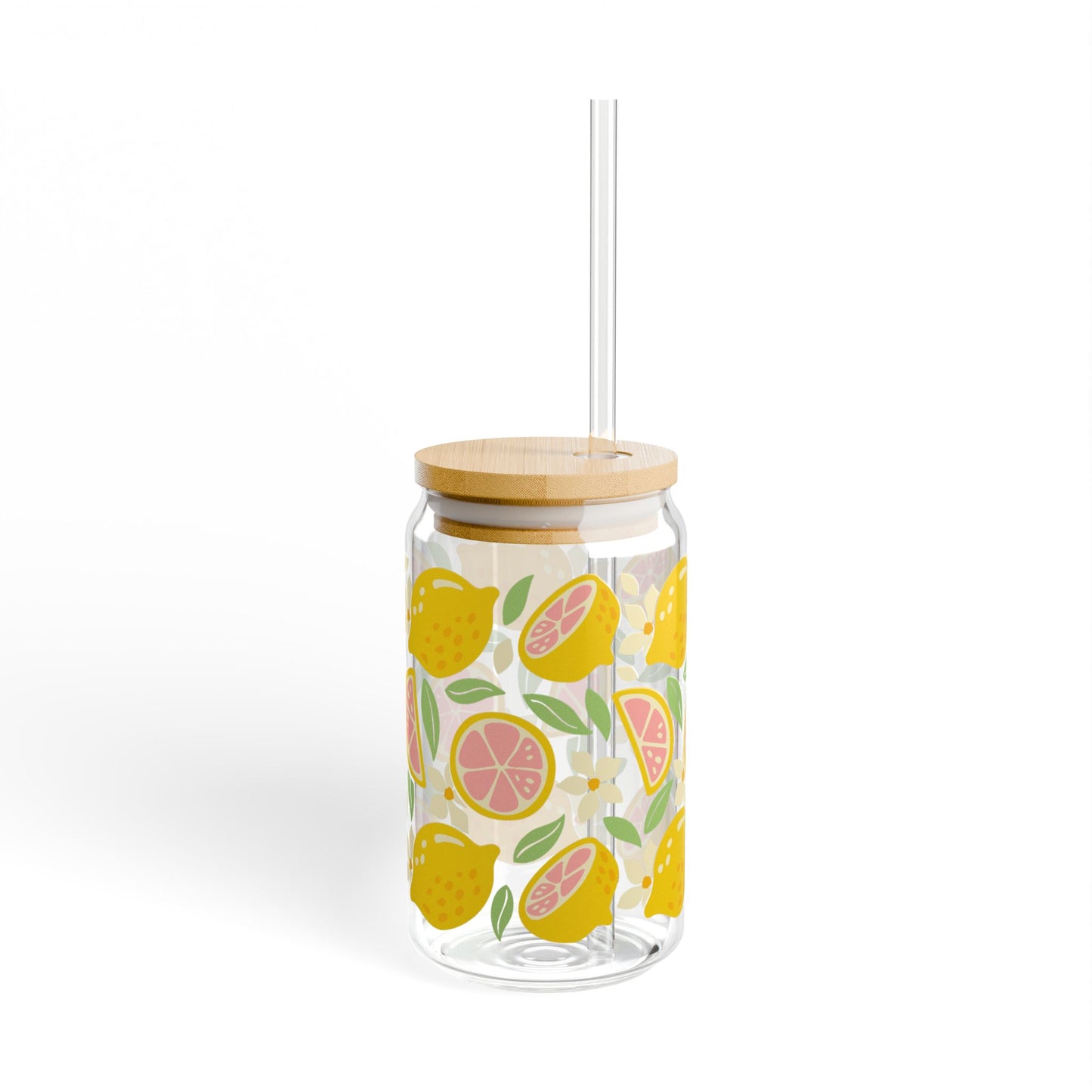 🍋🌸 Citrus Bloom Sipper Glass – 16oz Zesty Sunshine for Your Day 🌞🍊