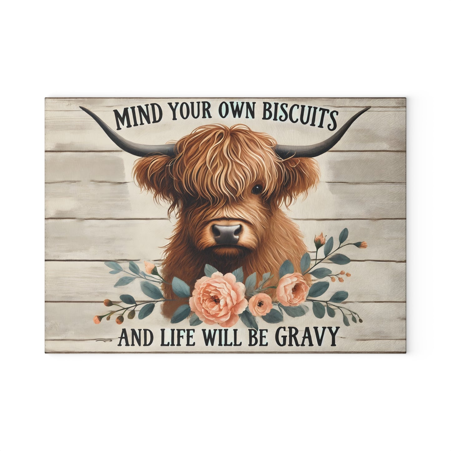 🐮 “Mind Your Own Biscuits” Cutting Board – Bold Florals & Southern Sass for Your Kitchen