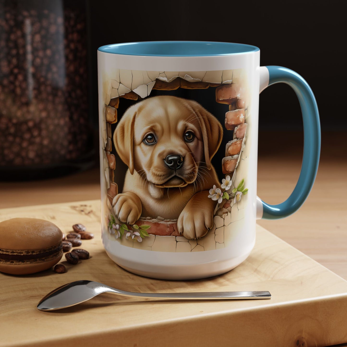 🐶☕ Labrador Puppy Peek Accent Mug – Sweet Yellow Lab Lover Gift ✨💛