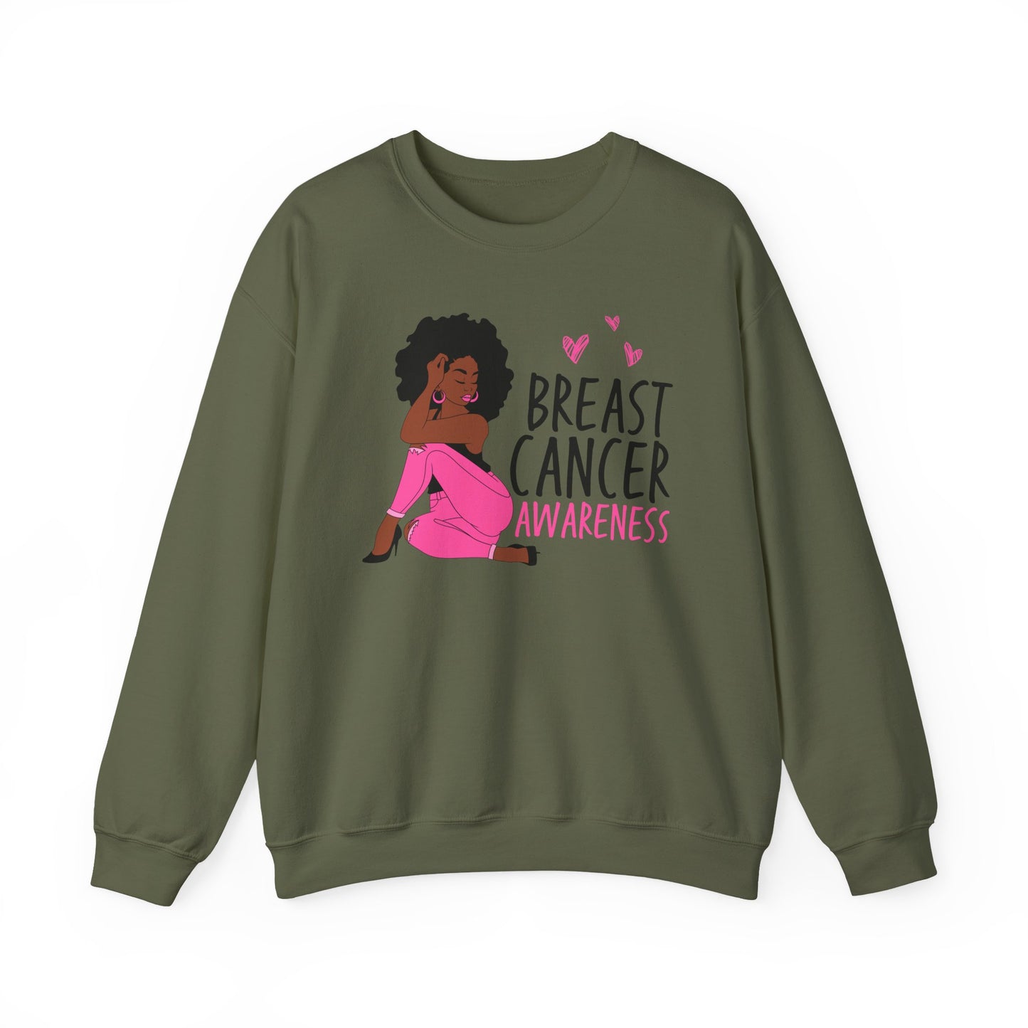 💕✨ Pink Awareness Woman Sweatshirt – Elegant Breast Cancer Support Crewneck