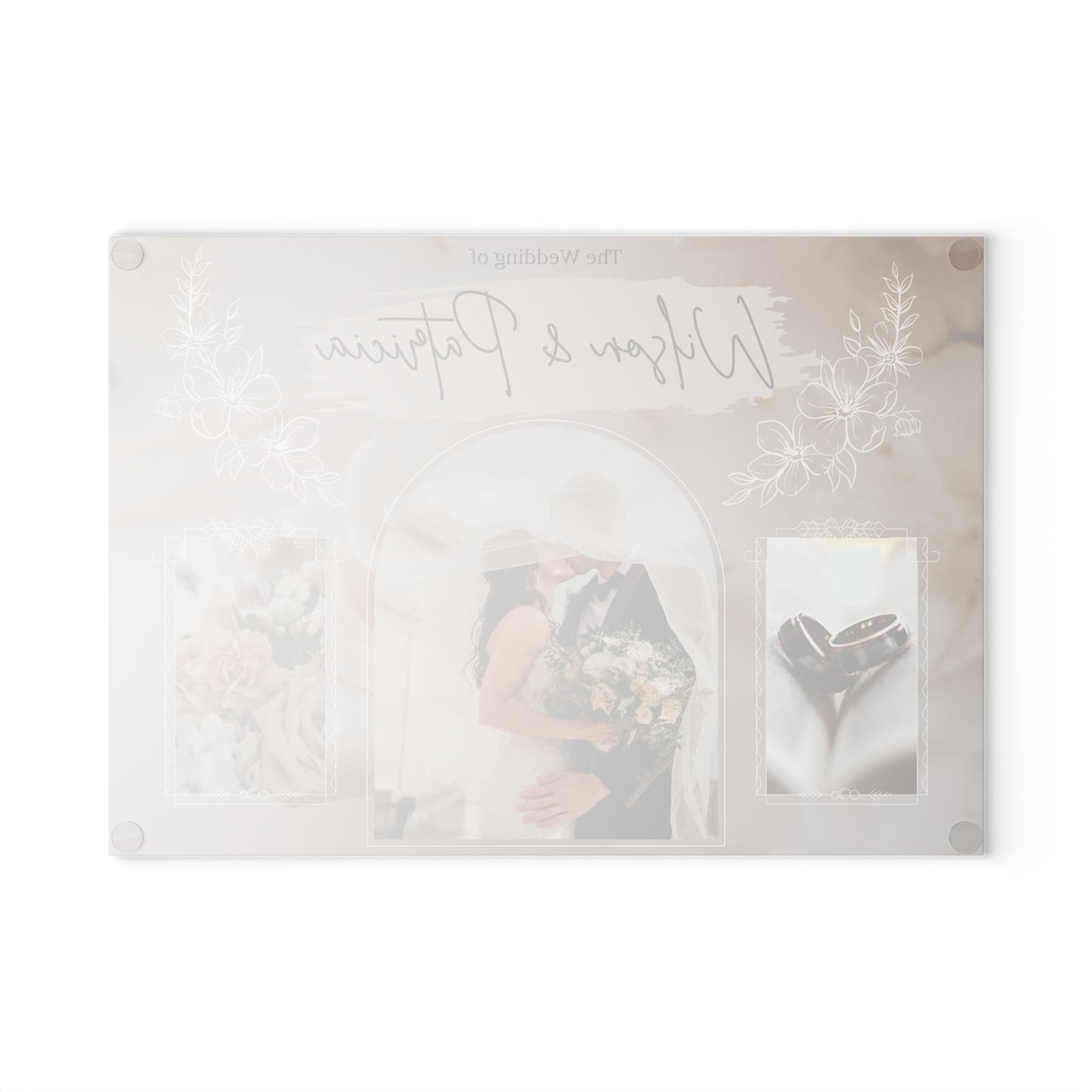 Wedding Photo Collage Glass Cutting Board – Personalized Couple Memory Keepsake