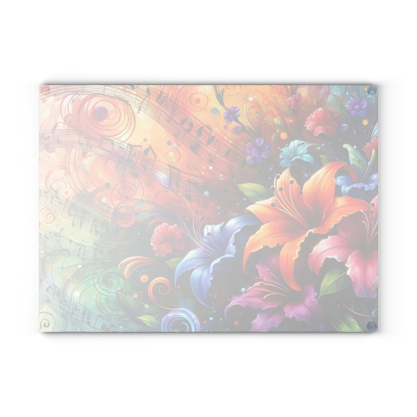 🎶🌺 Music and Flowers Cutting Board – Artistic Harmony for Your Kitchen 🌈