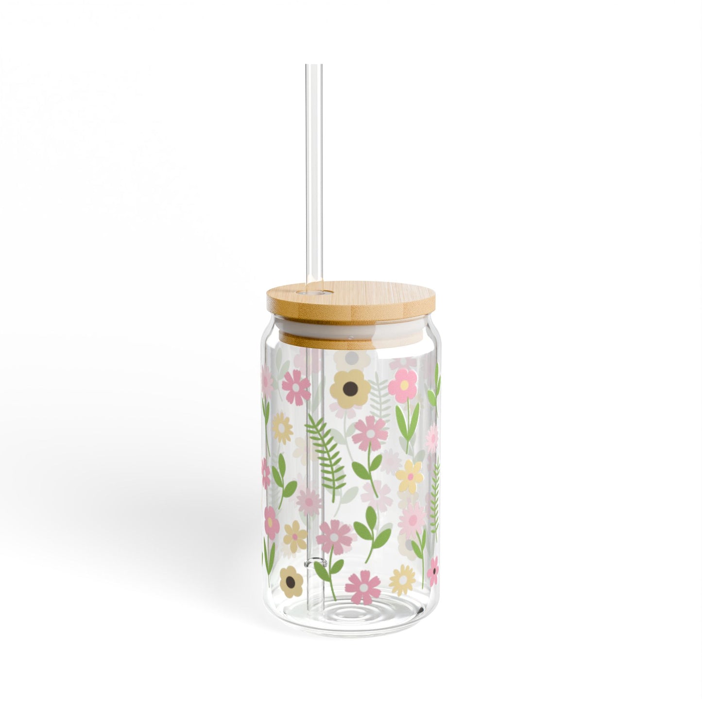 🌸🌼 Pastel Meadow Sipper Glass – 16oz Blooming Sips of Sunshine 🌞💐