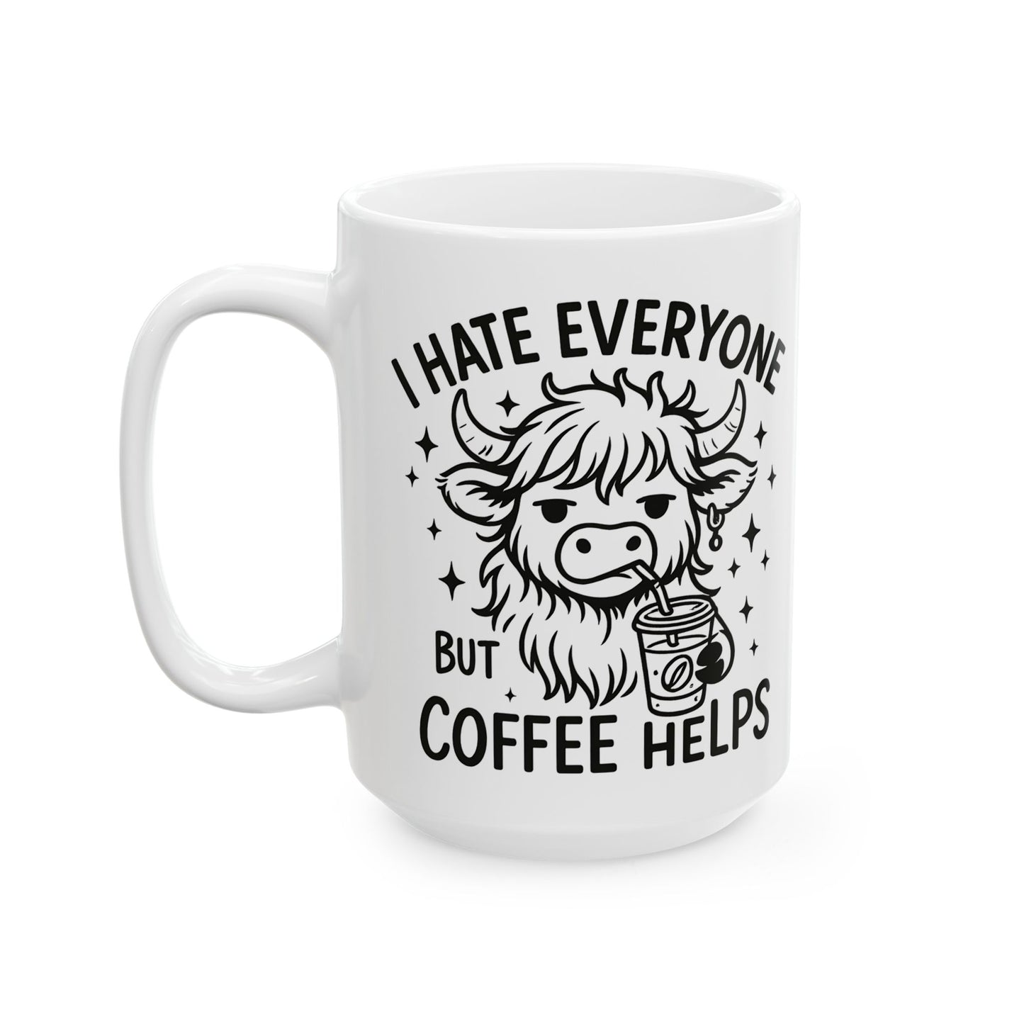 Taza de Vaca Gruñona – “Odio a todos, pero el café ayuda” ☕