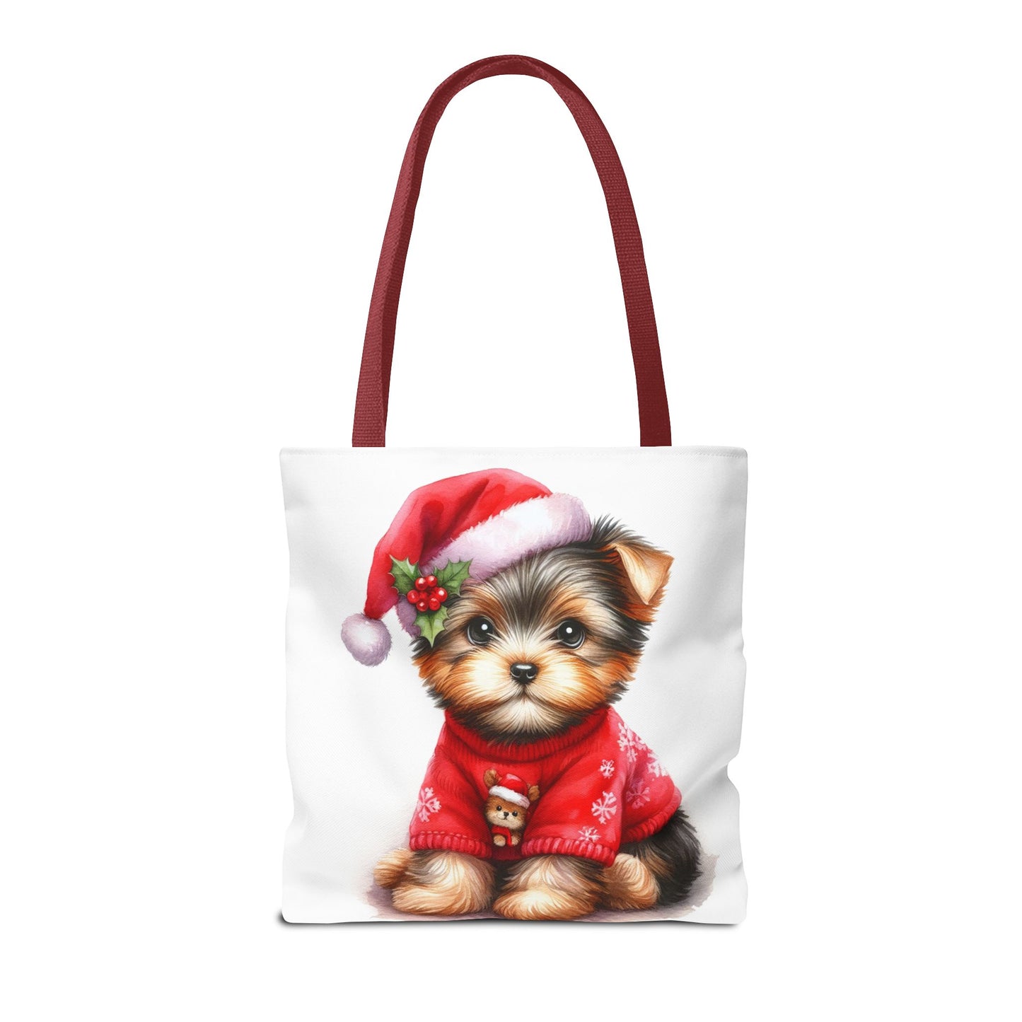 🎄 Santa Yorkie Christmas Tote Bag – Holiday Cheer in Every Stitch 🐾