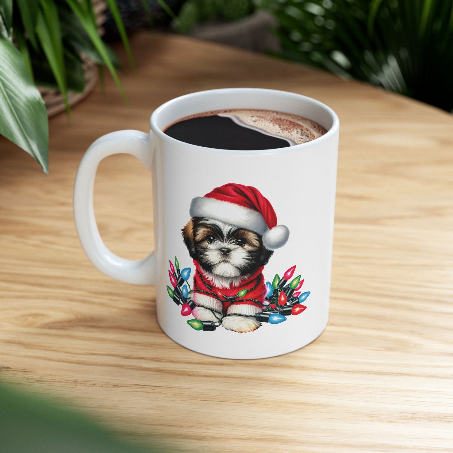 🎅 Shih Tzu Christmas Lights Mug – Sweet Holiday Sips with a Festive Pup 🐾