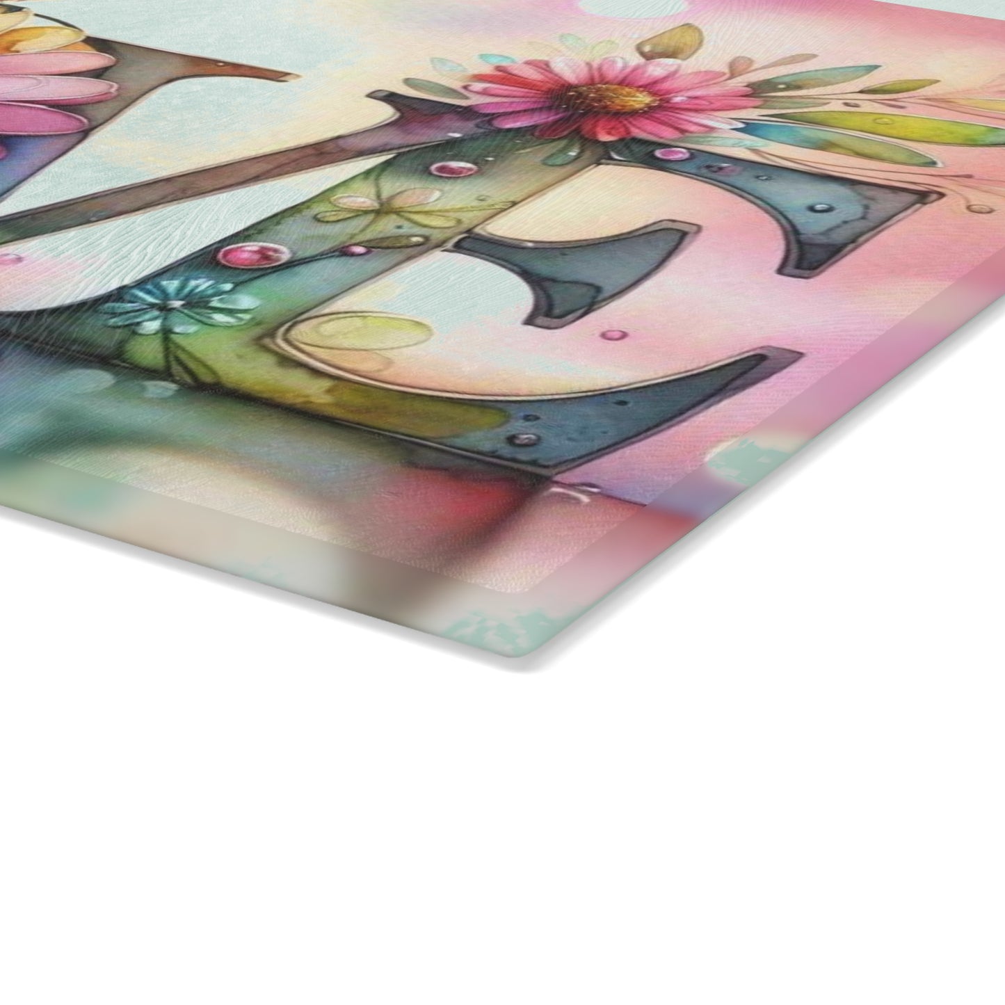 Tabla de cortar, diseño de amor con pájaros y girasoles, decoración de cocina, bandeja de vidrio para servir, regalo de inauguración de la casa, utensilio de cocina