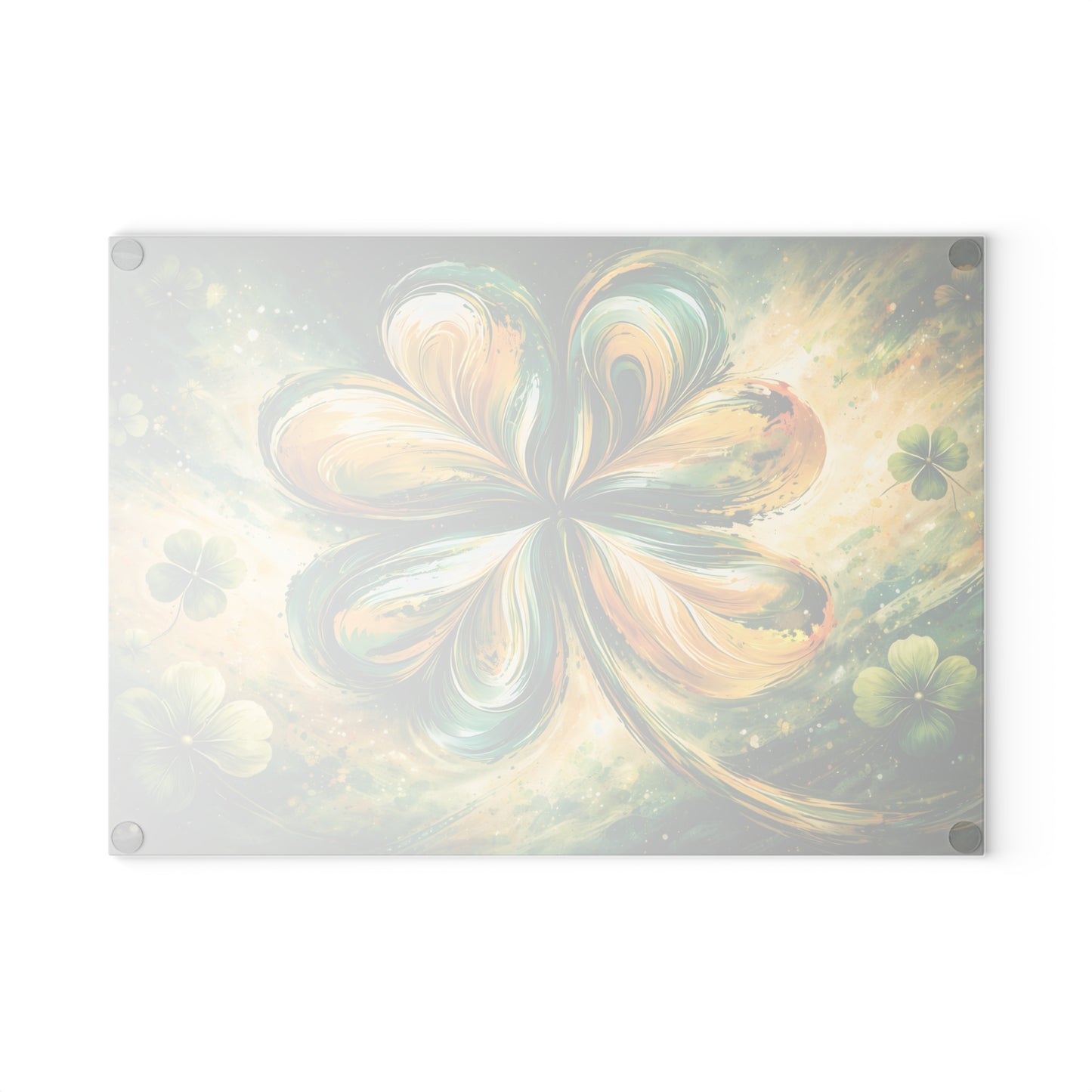 St. Patrick’s Day Clover Glass Cutting Board – Festive Green Shamrock Kitchen Accent